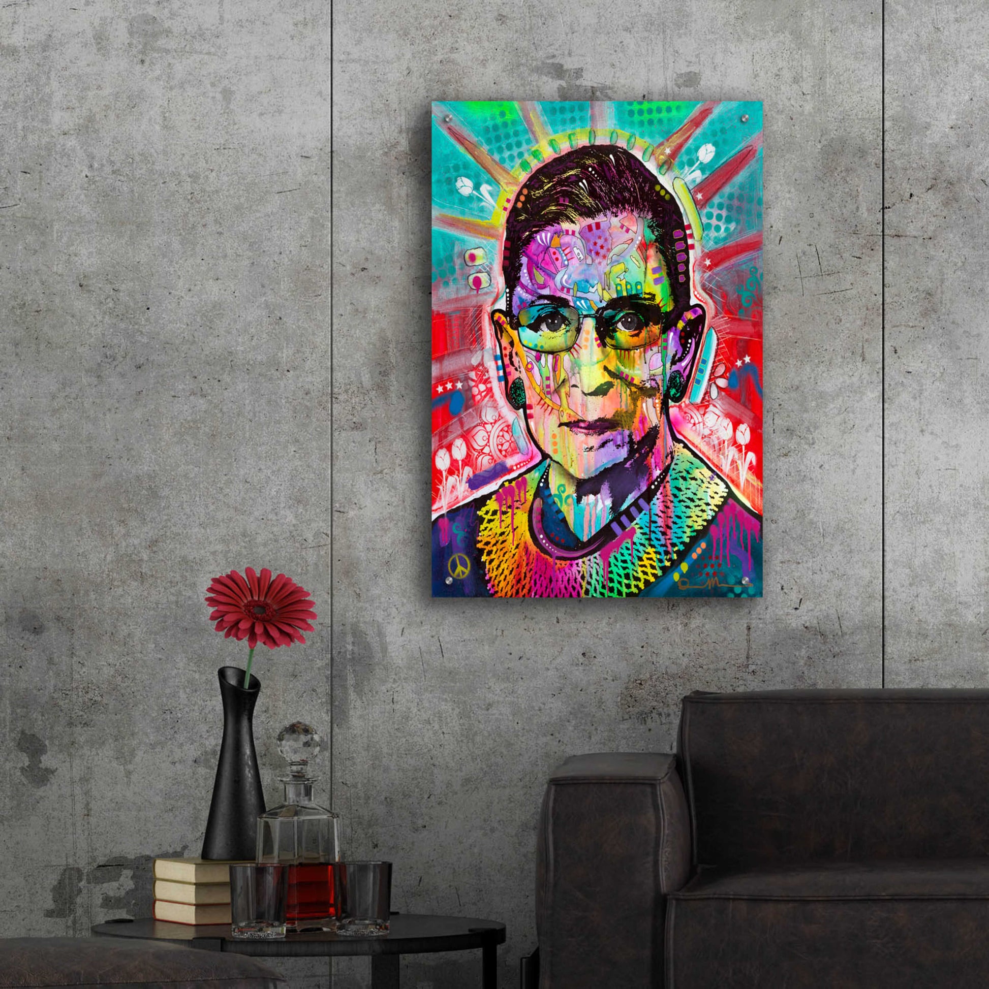 Epic Art 'Ruth Bader Ginsburg' by Dean Russo, Acrylic Glass Wall Art,24x36