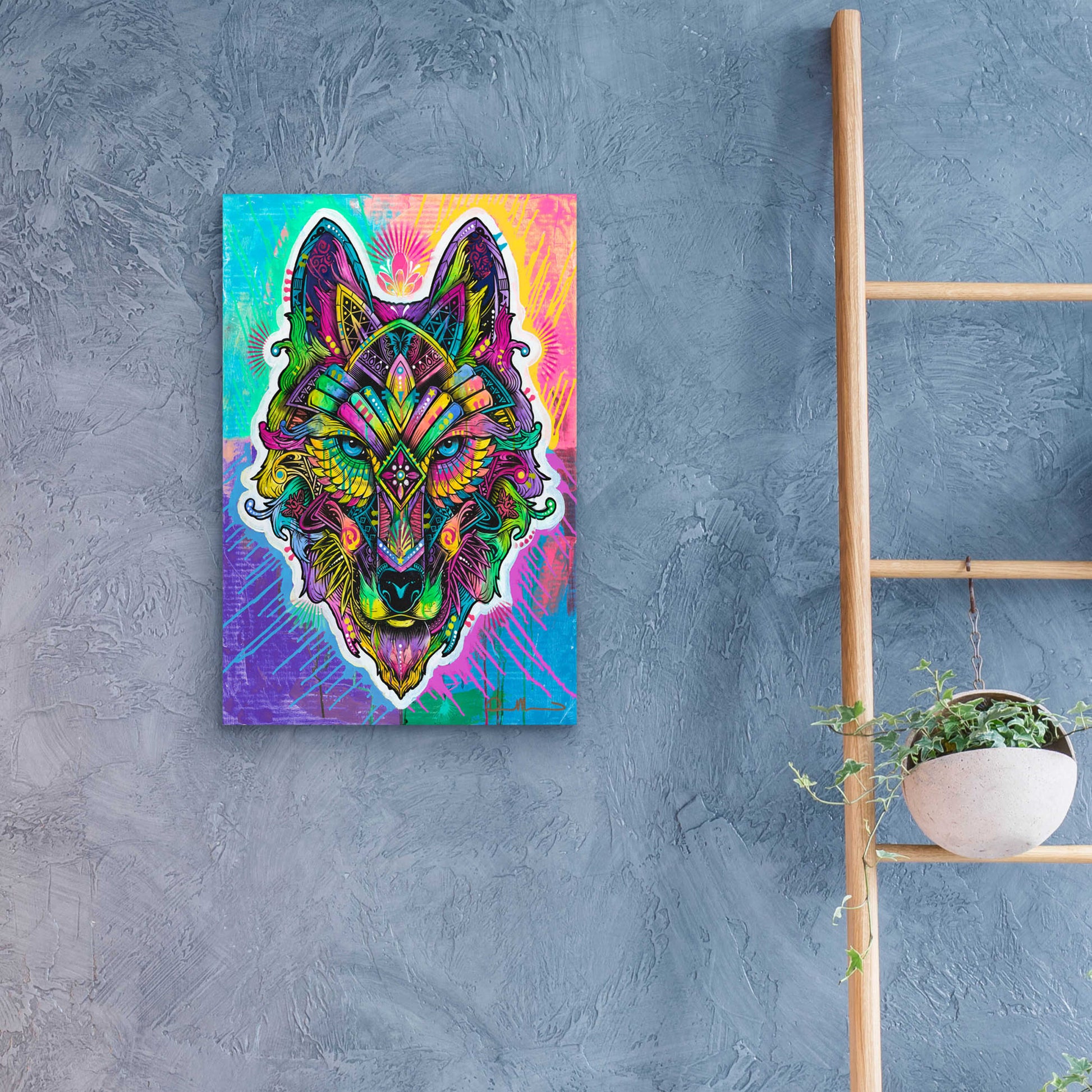 Epic Art 'Wolf Shaman' by Dean Russo, Acrylic Glass Wall Art,16x24