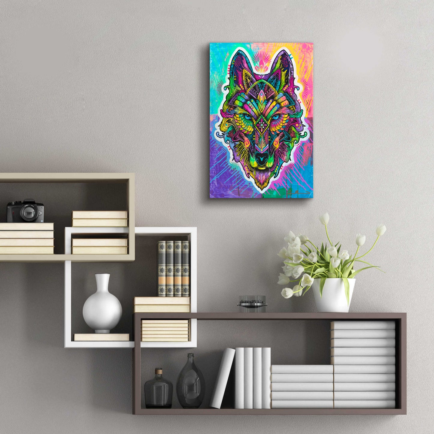 Epic Art 'Wolf Shaman' by Dean Russo, Acrylic Glass Wall Art,16x24