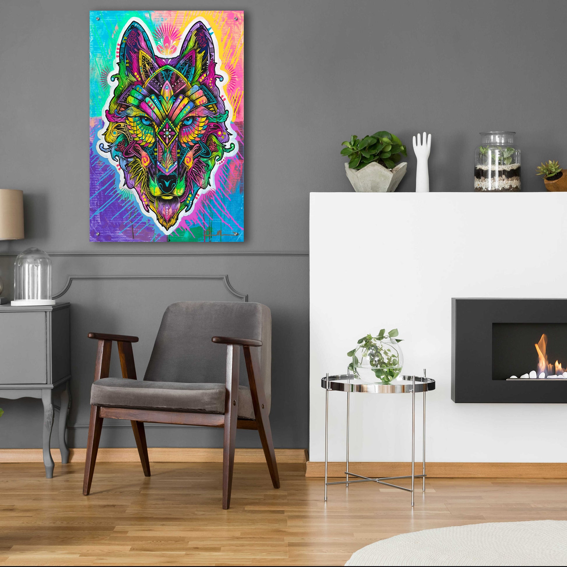 Epic Art 'Wolf Shaman' by Dean Russo, Acrylic Glass Wall Art,24x36