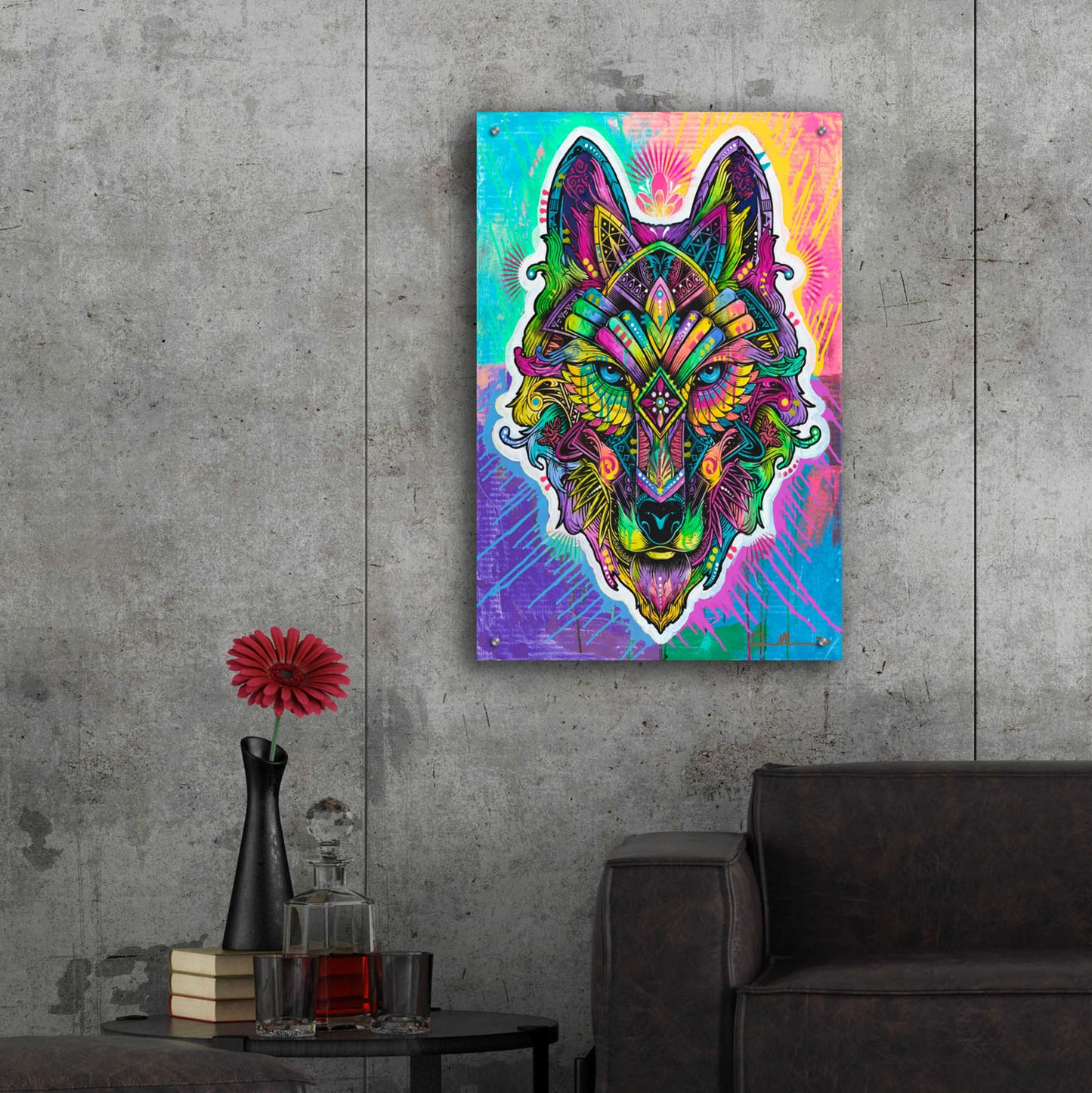 Epic Art 'Wolf Shaman' by Dean Russo, Acrylic Glass Wall Art,24x36