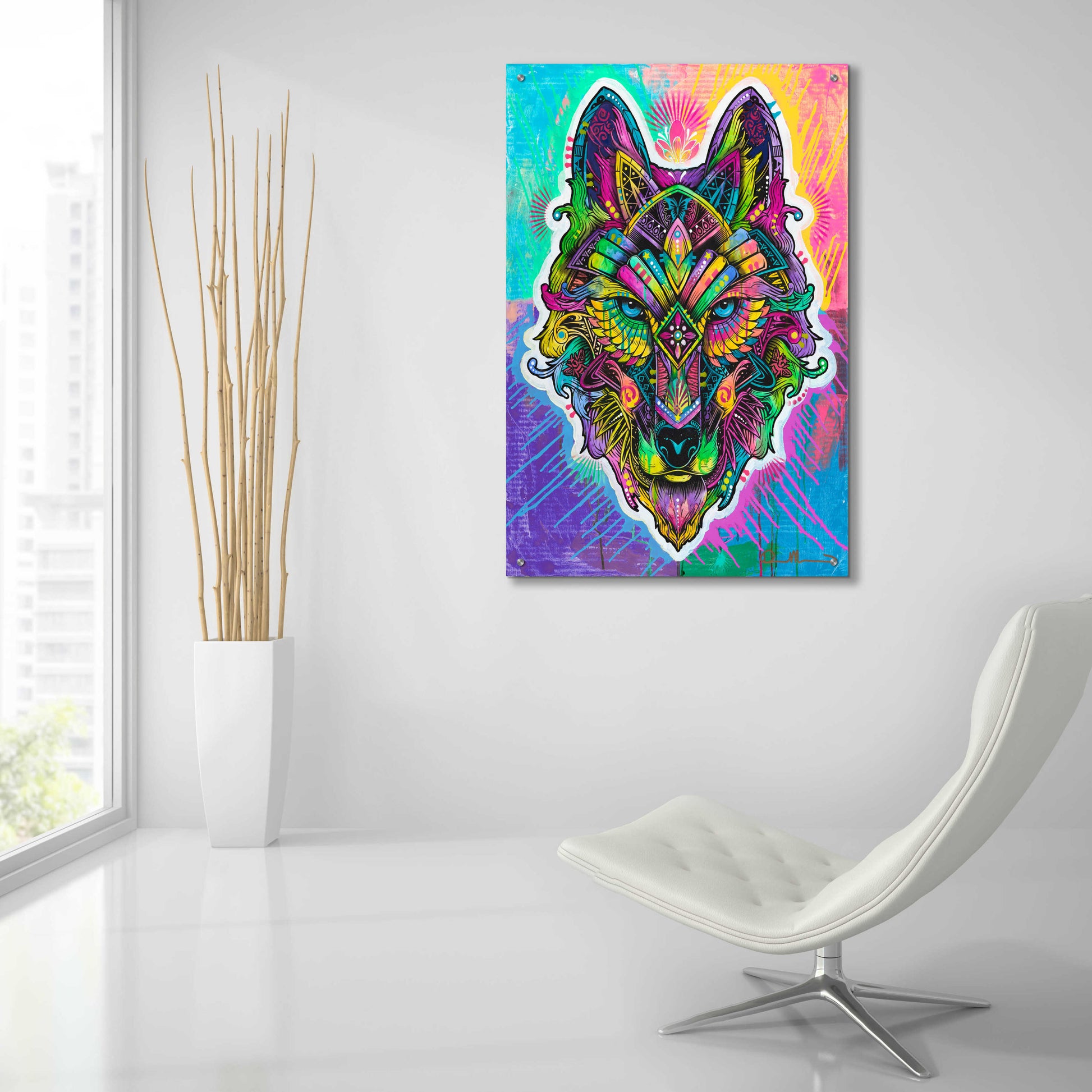 Epic Art 'Wolf Shaman' by Dean Russo, Acrylic Glass Wall Art,24x36