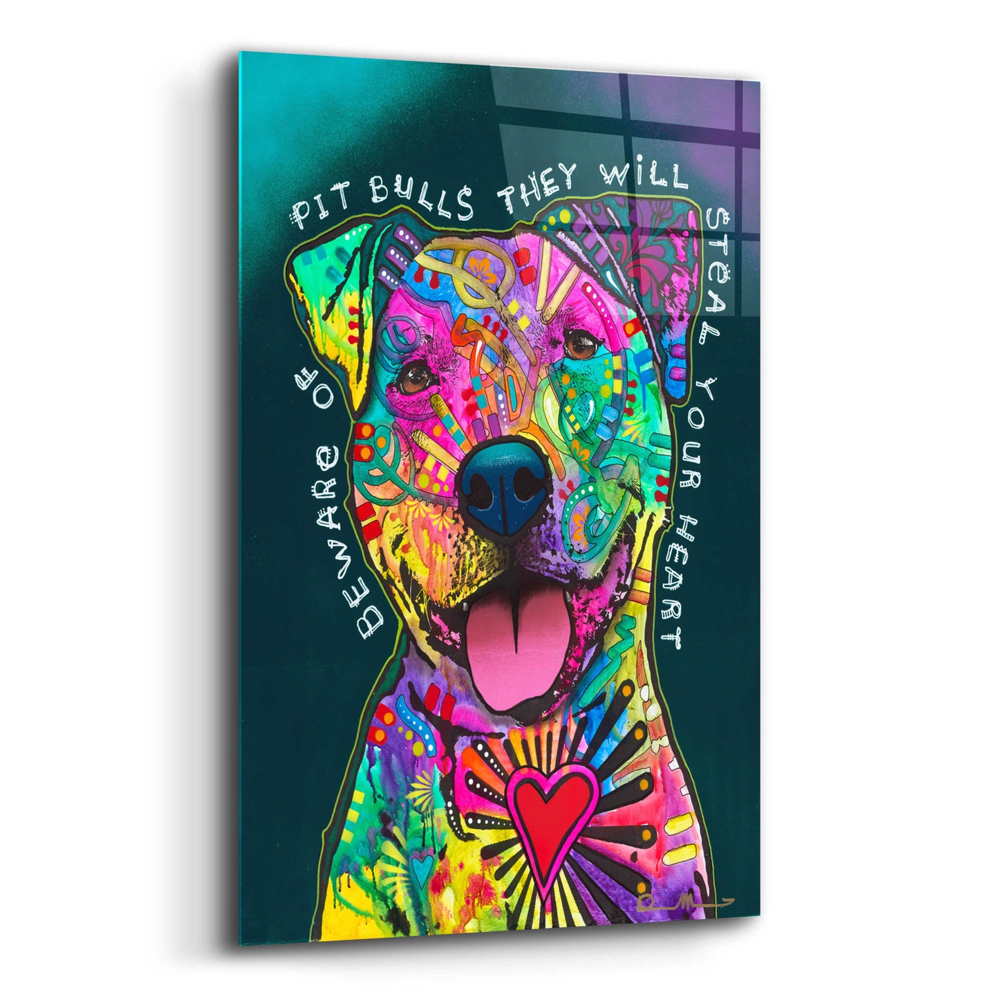 Epic Art 'Pit Bulls will steal your heart' by Dean Russo, Acrylic Glass Wall Art,12x16