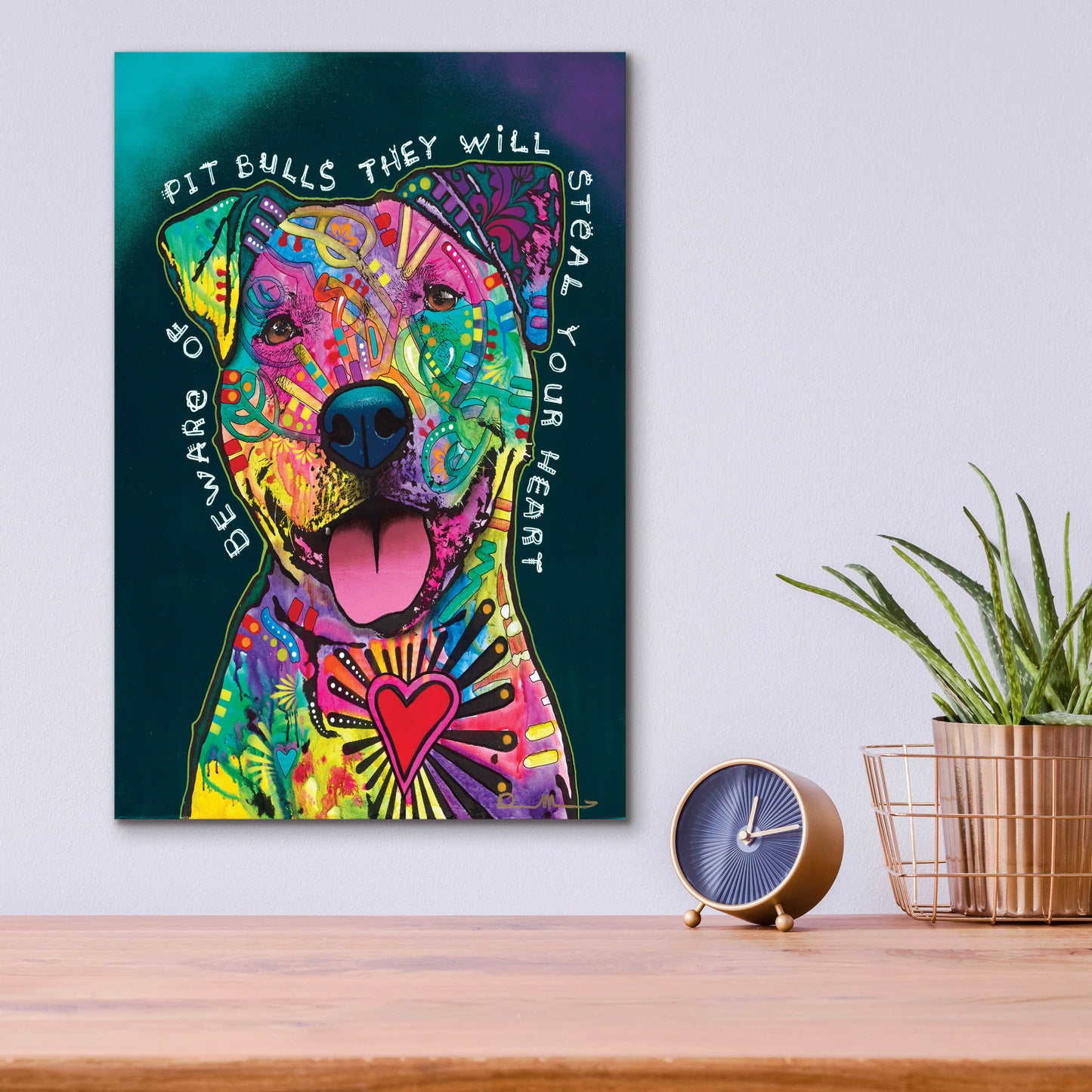 Epic Art 'Pit Bulls will steal your heart' by Dean Russo, Acrylic Glass Wall Art,12x16