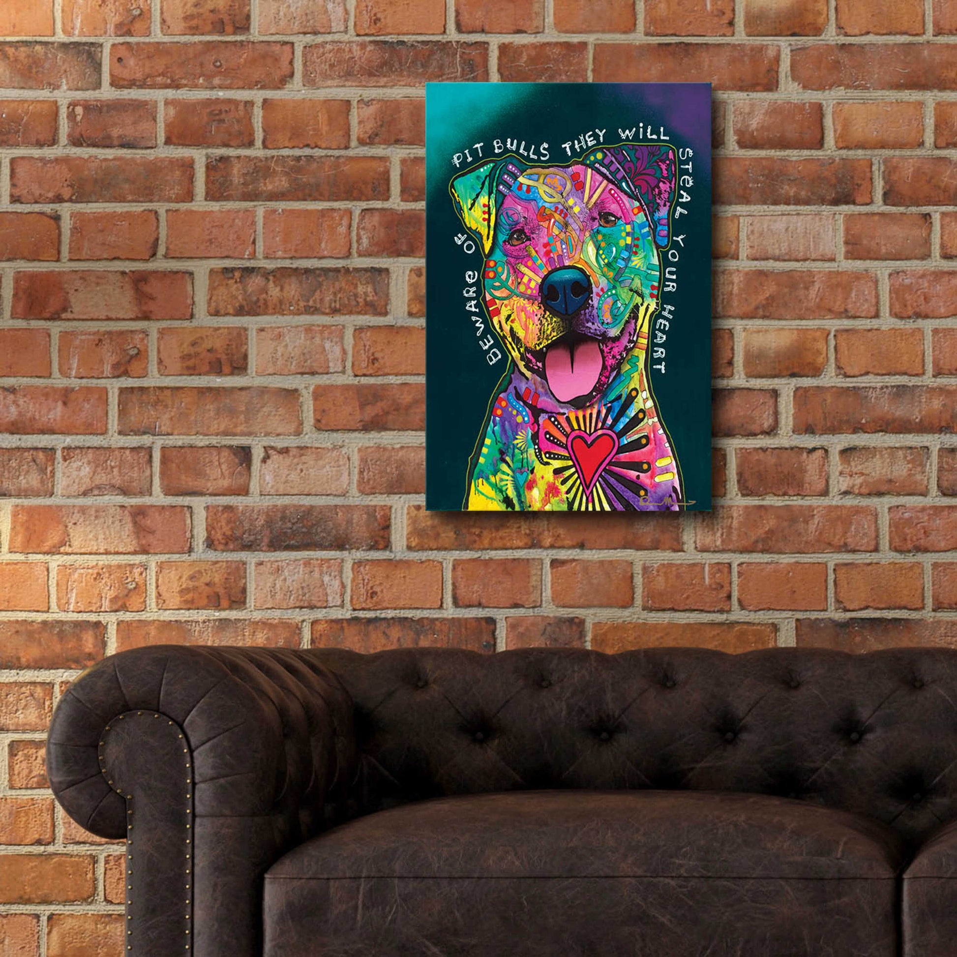 Epic Art 'Pit Bulls will steal your heart' by Dean Russo, Acrylic Glass Wall Art,16x24