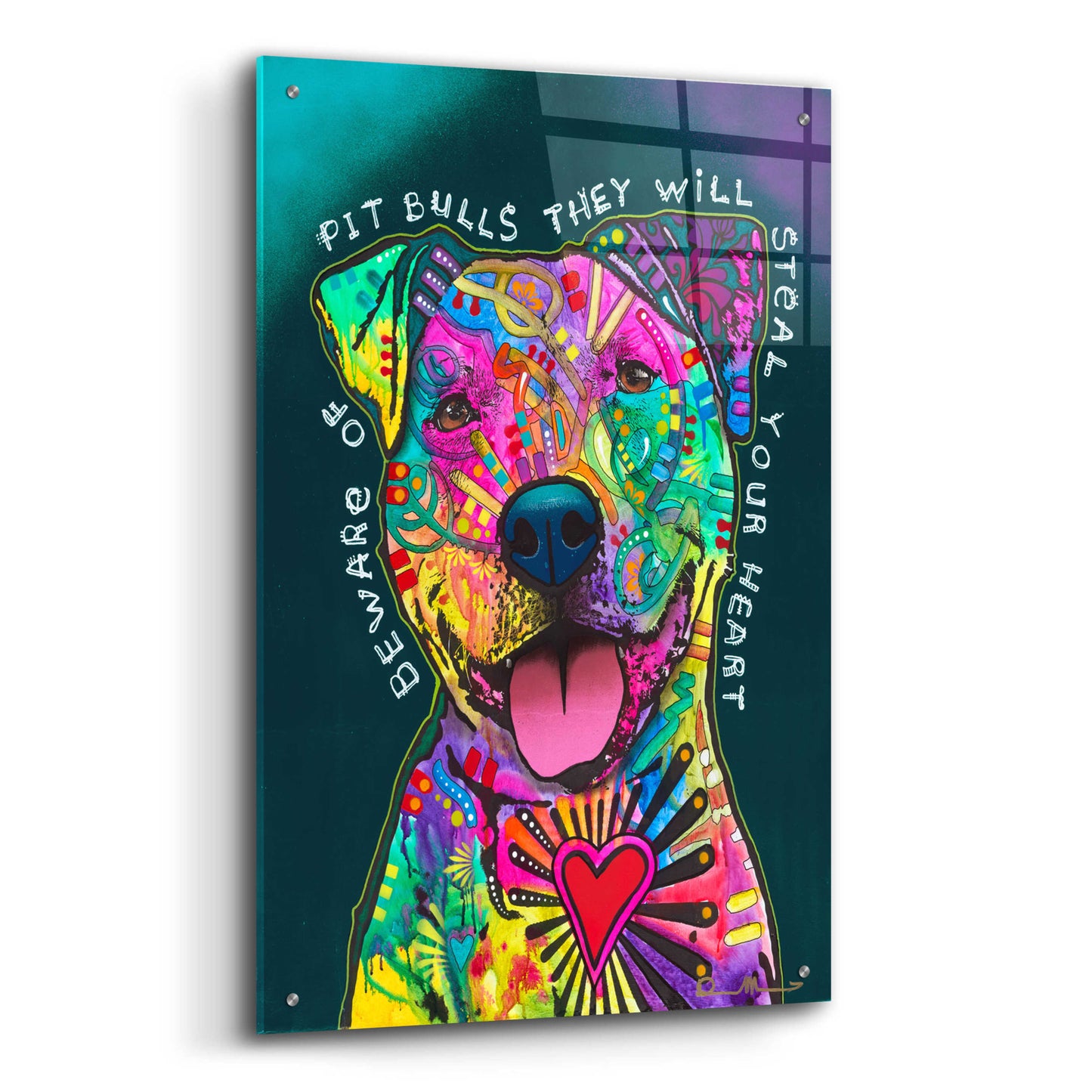 Epic Art 'Pit Bulls will steal your heart' by Dean Russo, Acrylic Glass Wall Art,24x36