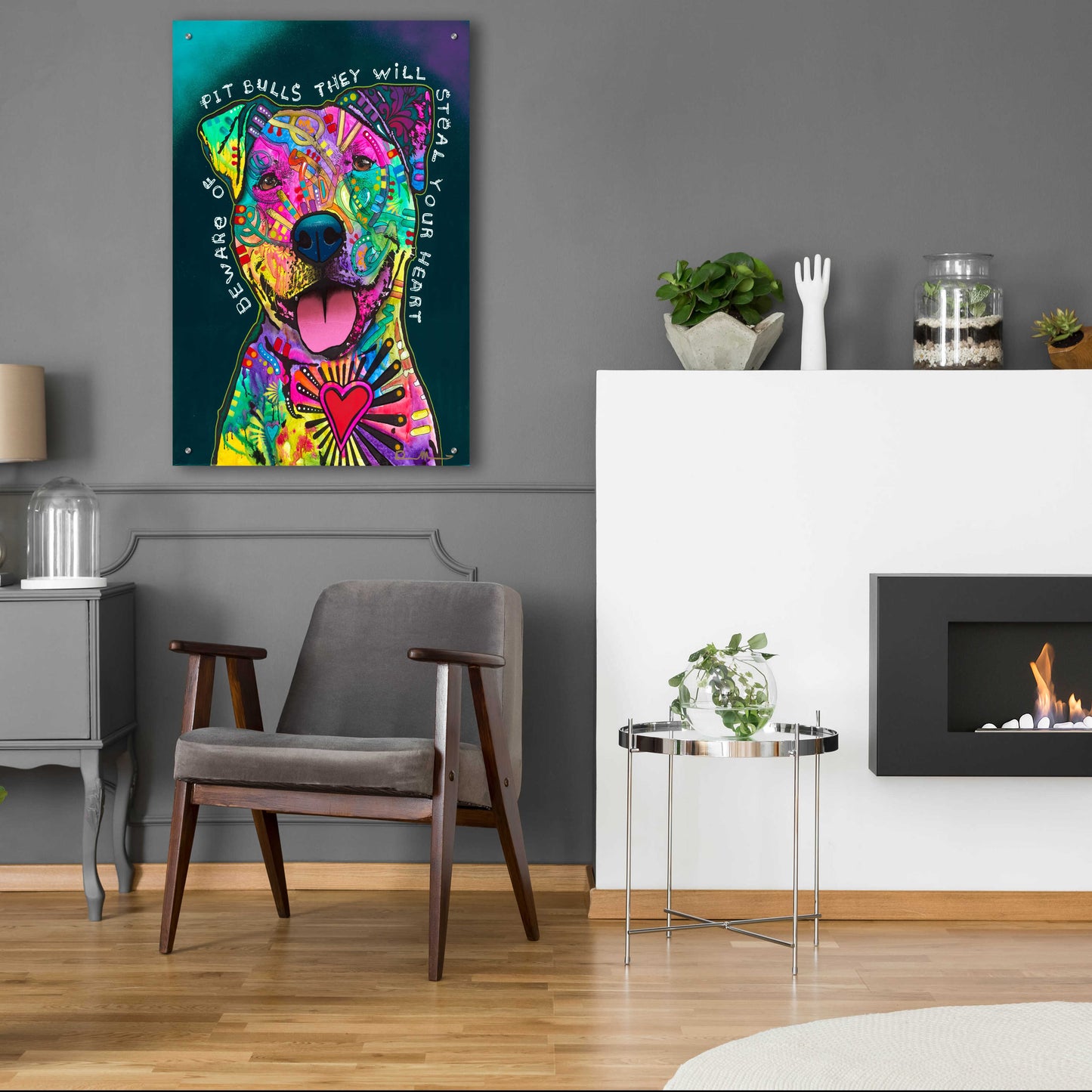 Epic Art 'Pit Bulls will steal your heart' by Dean Russo, Acrylic Glass Wall Art,24x36