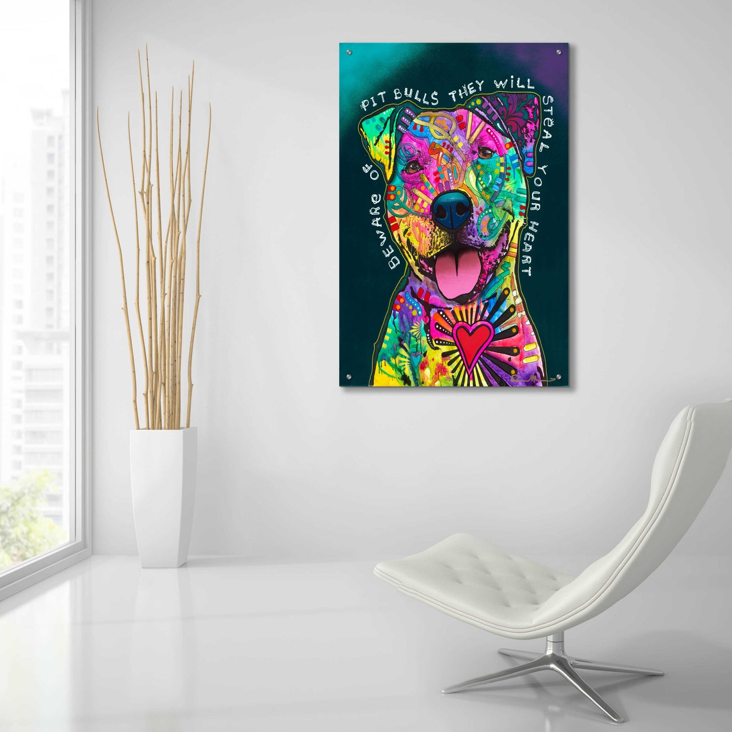 Epic Art 'Pit Bulls will steal your heart' by Dean Russo, Acrylic Glass Wall Art,24x36