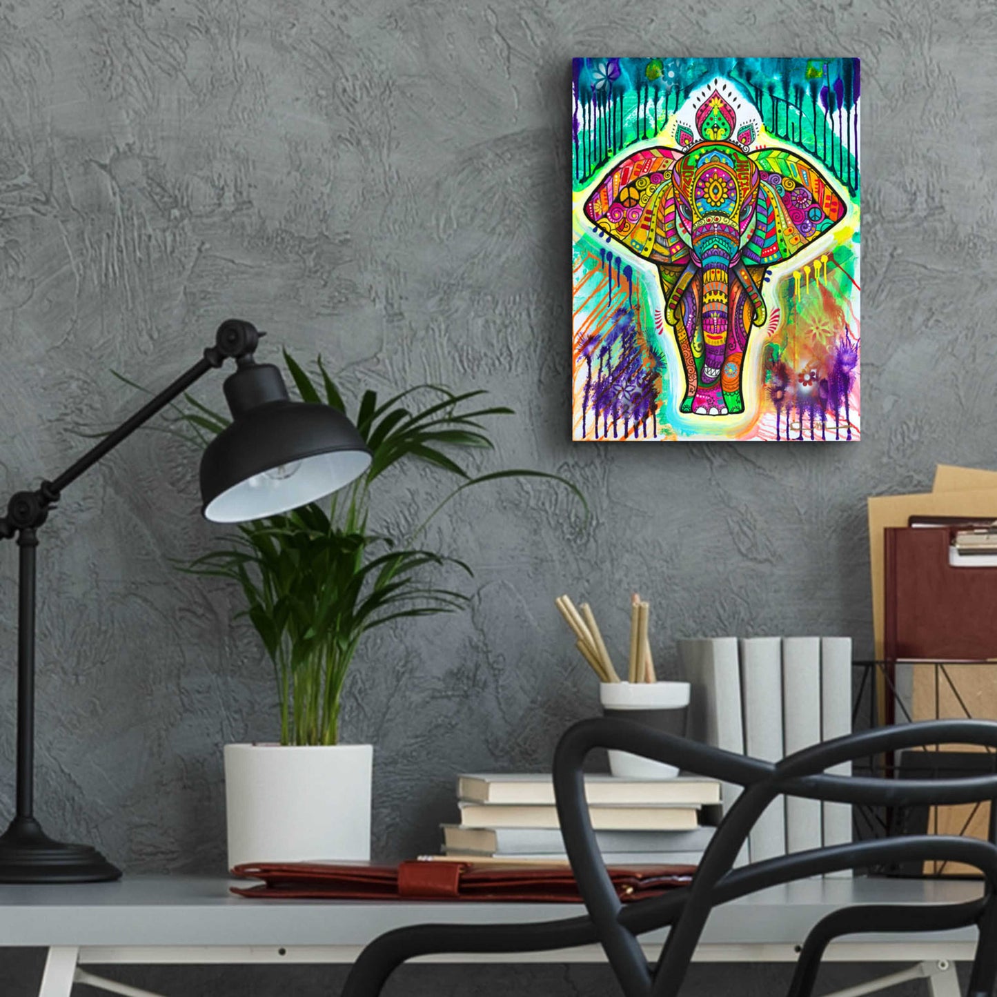 Epic Art 'Elephant 4' by Dean Russo, Acrylic Glass Wall Art,12x16