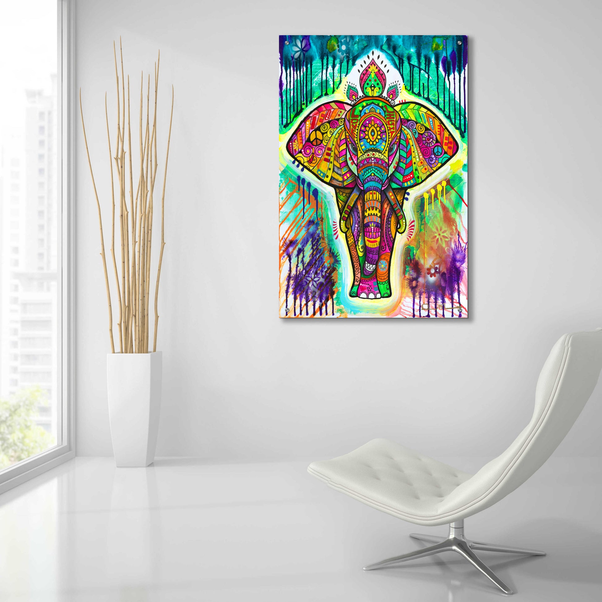 Epic Art 'Elephant 4' by Dean Russo, Acrylic Glass Wall Art,24x36