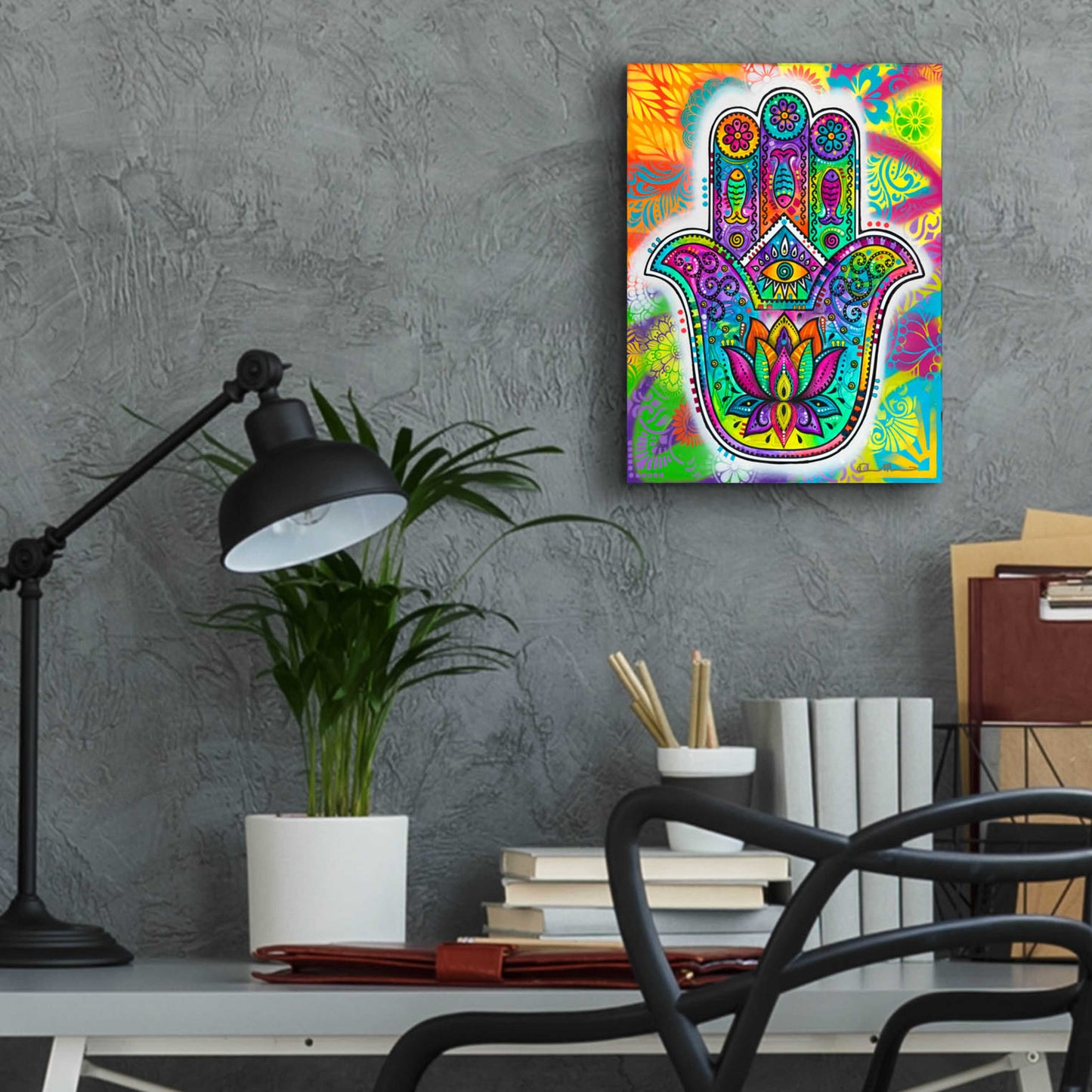 Epic Art 'Hamsa 2' by Dean Russo, Acrylic Glass Wall Art,12x16