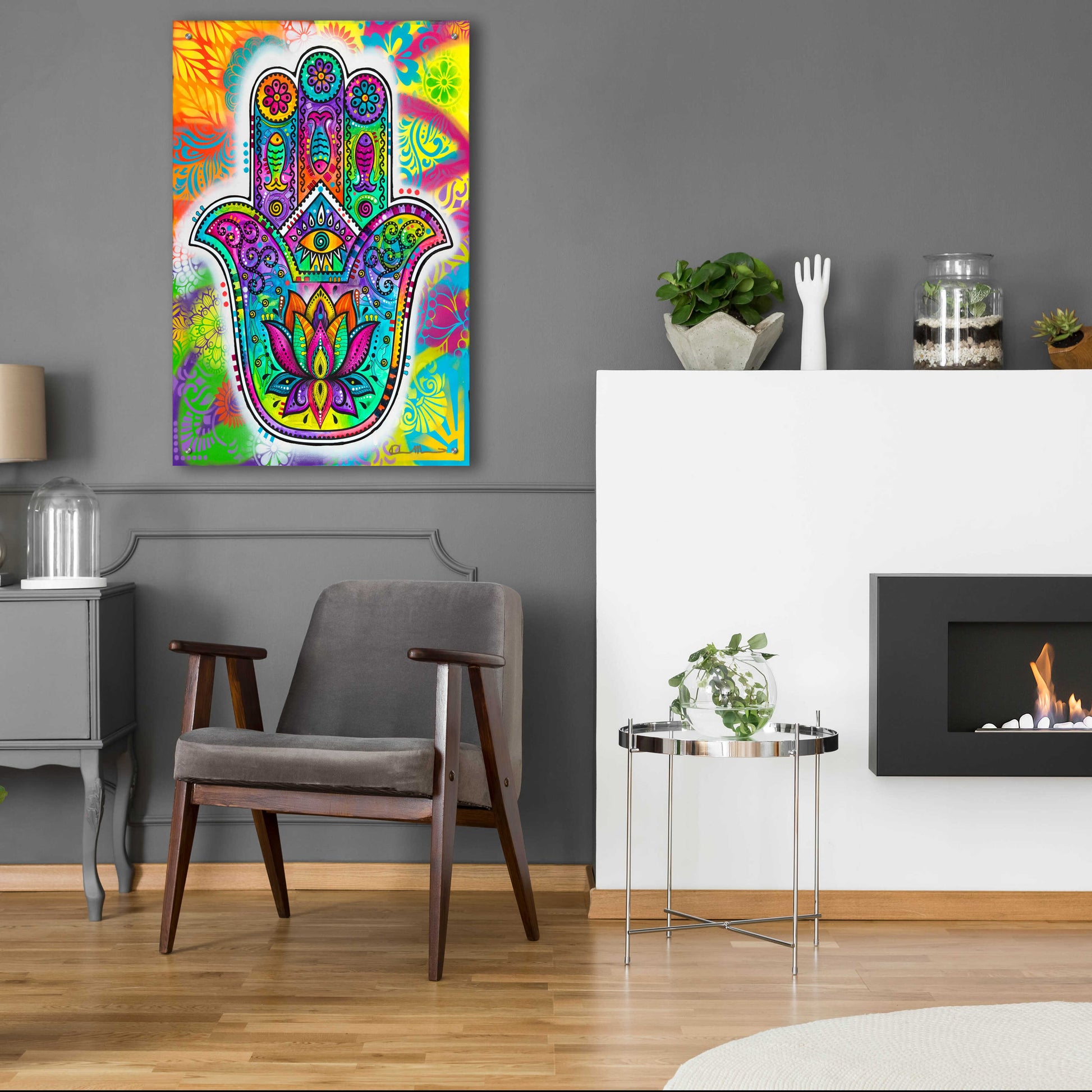 Epic Art 'Hamsa 2' by Dean Russo, Acrylic Glass Wall Art,24x36