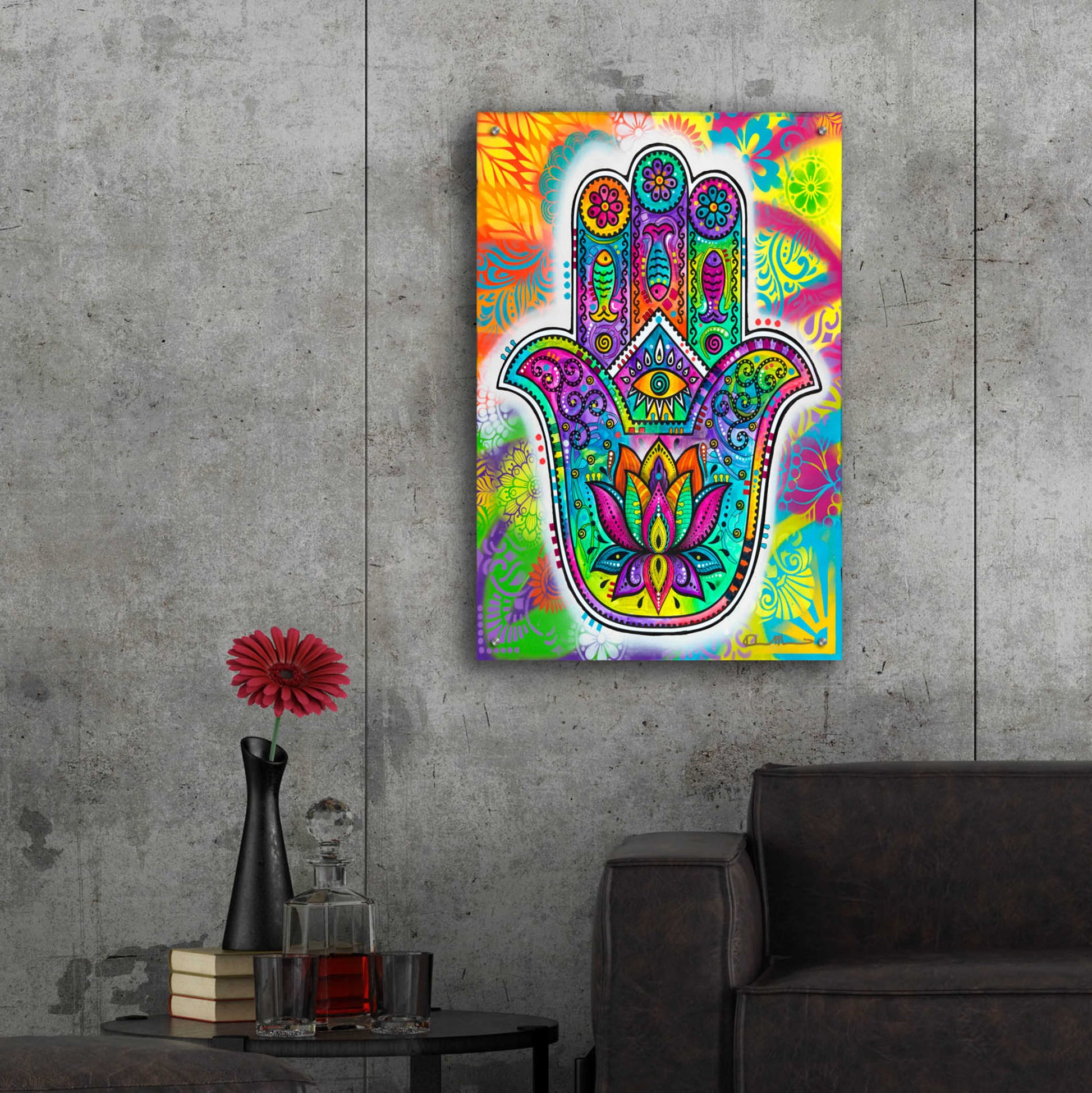 Epic Art 'Hamsa 2' by Dean Russo, Acrylic Glass Wall Art,24x36