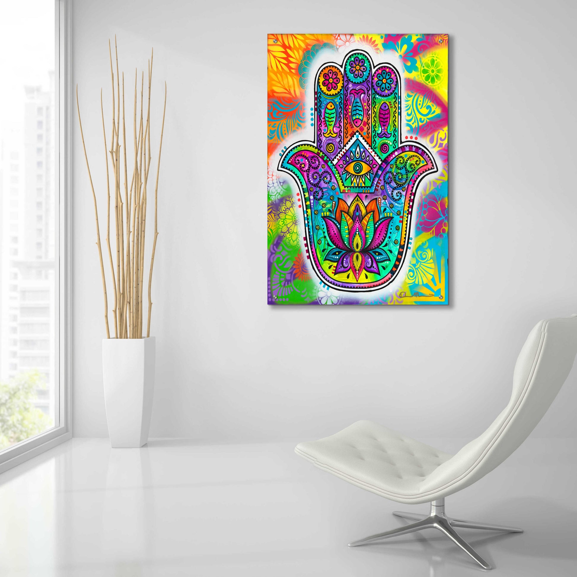 Epic Art 'Hamsa 2' by Dean Russo, Acrylic Glass Wall Art,24x36