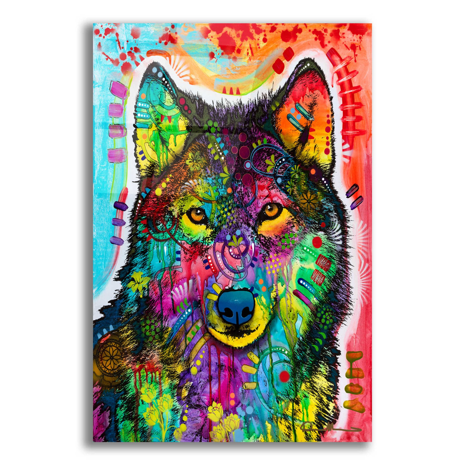 Epic Art 'Wolf 3' by Dean Russo, Acrylic Glass Wall Art,12x16