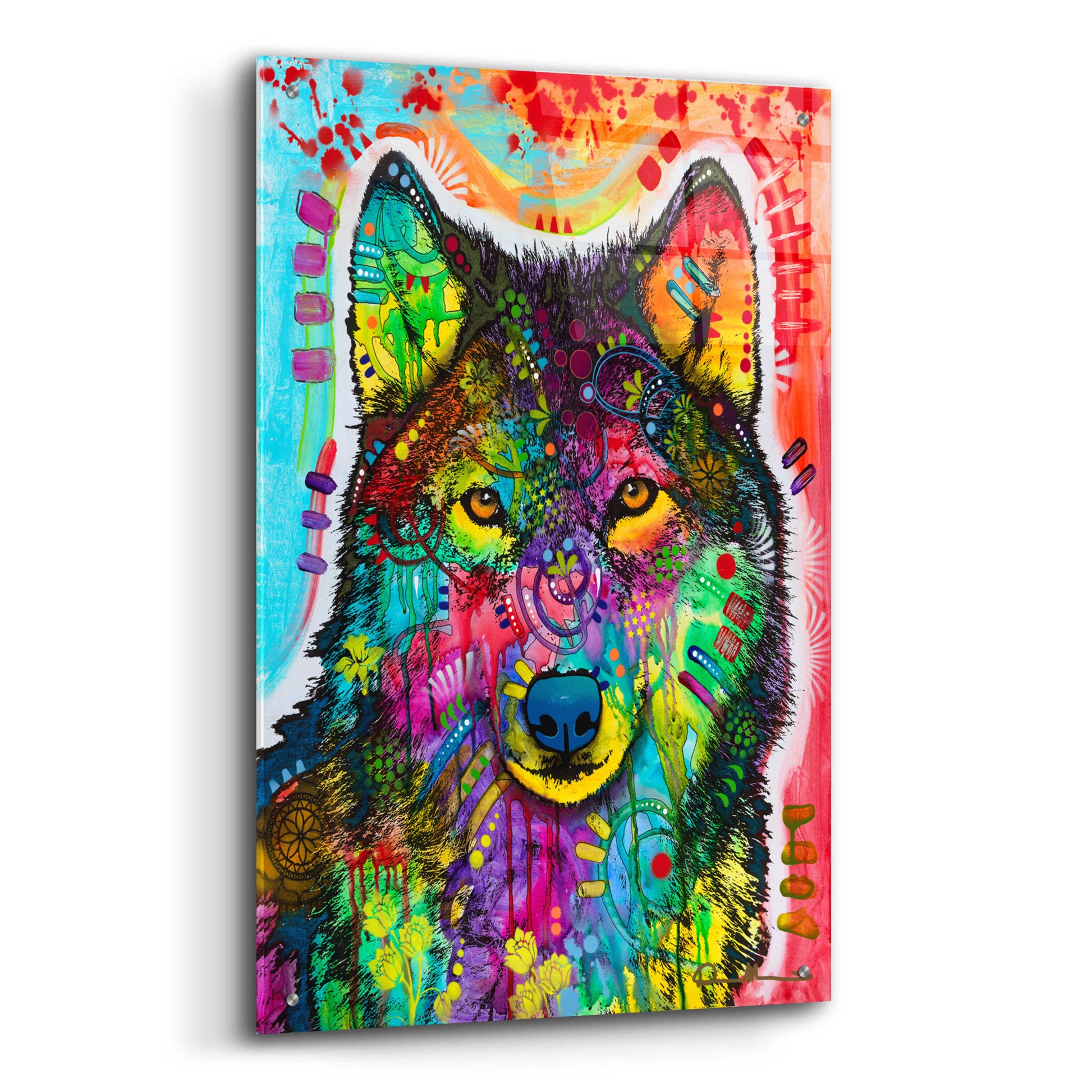 Epic Art 'Wolf 3' by Dean Russo, Acrylic Glass Wall Art,24x36