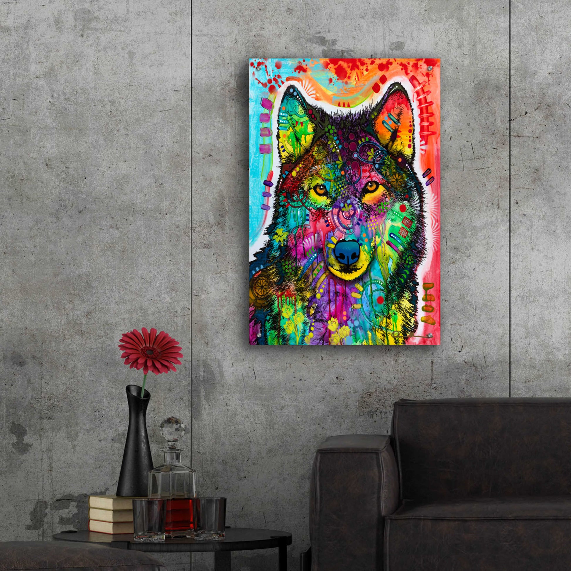 Epic Art 'Wolf 3' by Dean Russo, Acrylic Glass Wall Art,24x36