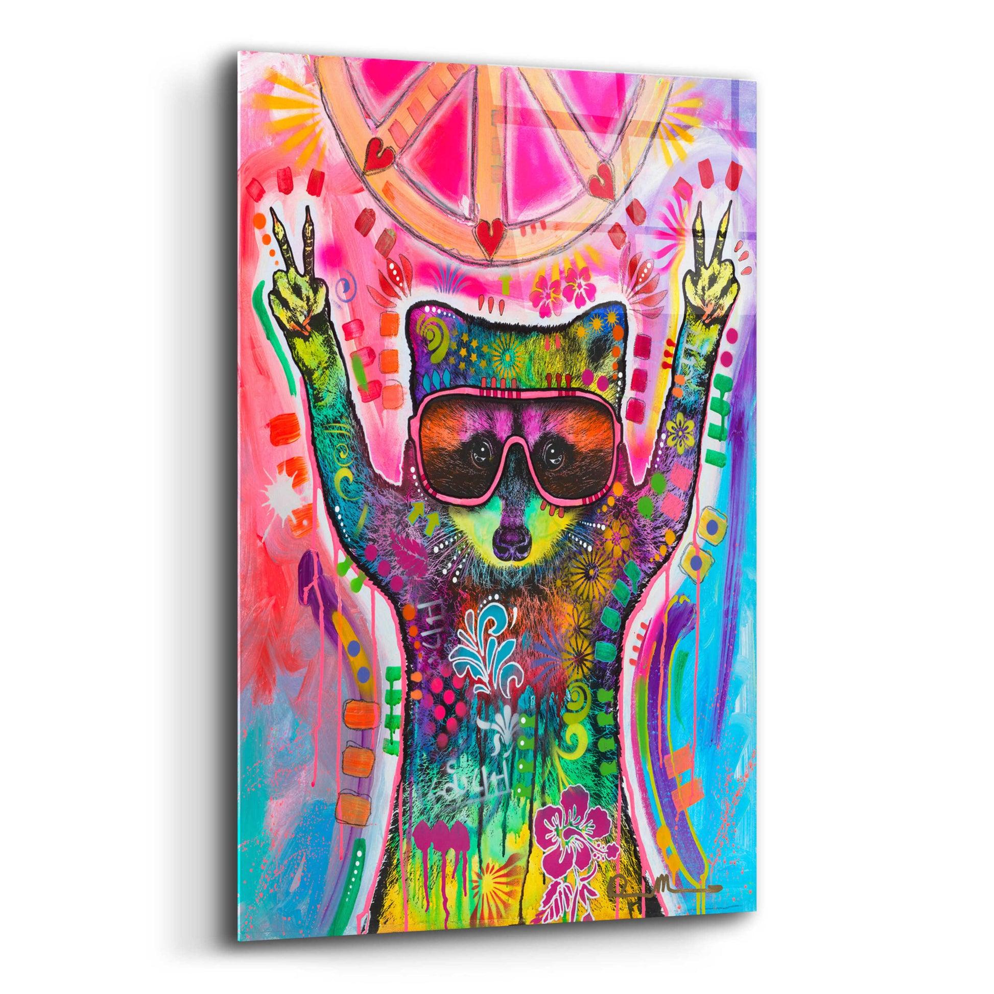 Epic Art 'Cosmic Trash Panda for Universal Peace' by Dean Russo, Acrylic Glass Wall Art,12x16