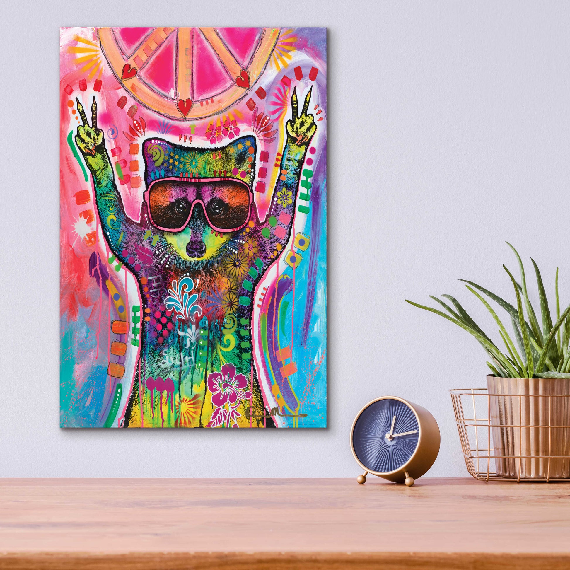 Epic Art 'Cosmic Trash Panda for Universal Peace' by Dean Russo, Acrylic Glass Wall Art,12x16