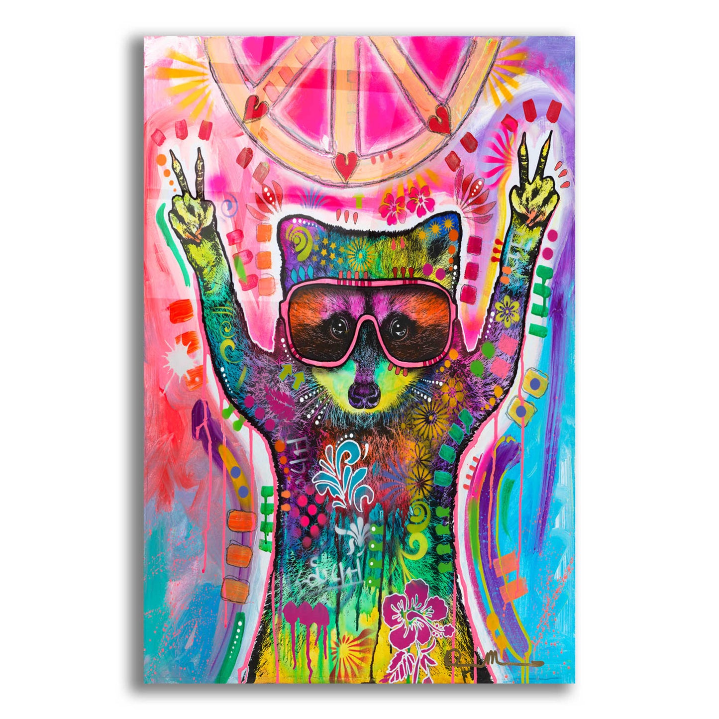 Epic Art 'Cosmic Trash Panda for Universal Peace' by Dean Russo, Acrylic Glass Wall Art,12x16