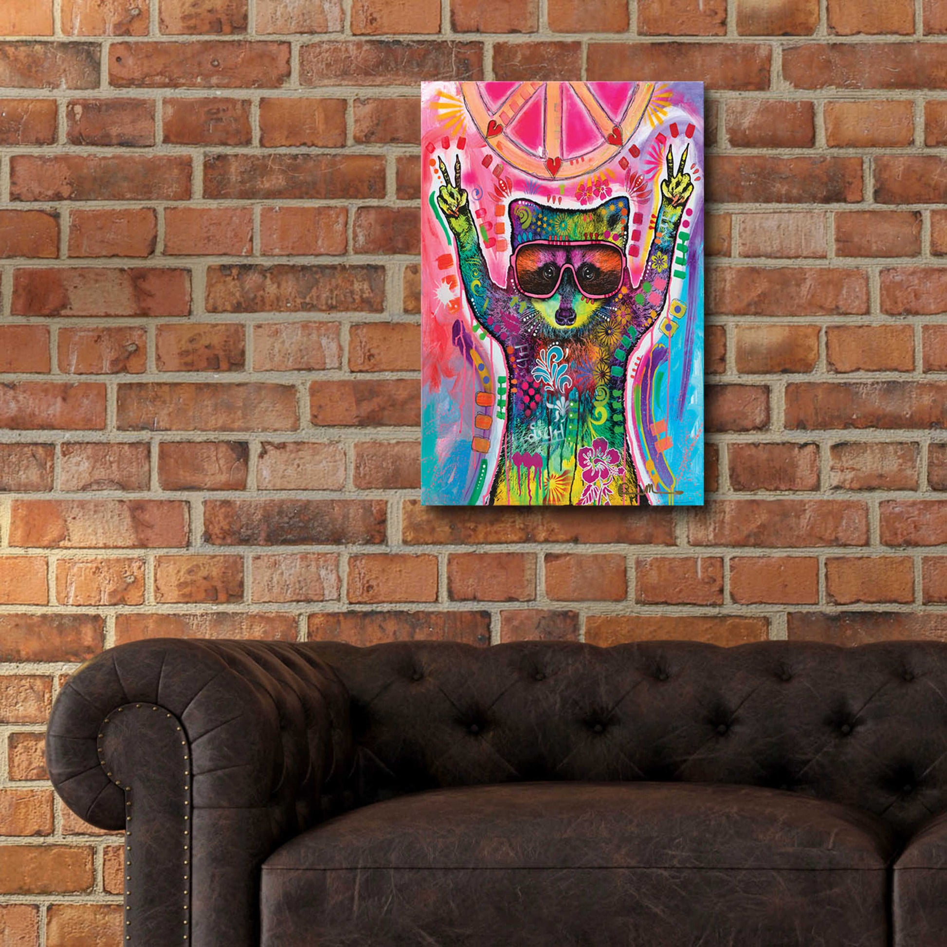 Epic Art 'Cosmic Trash Panda for Universal Peace' by Dean Russo, Acrylic Glass Wall Art,16x24