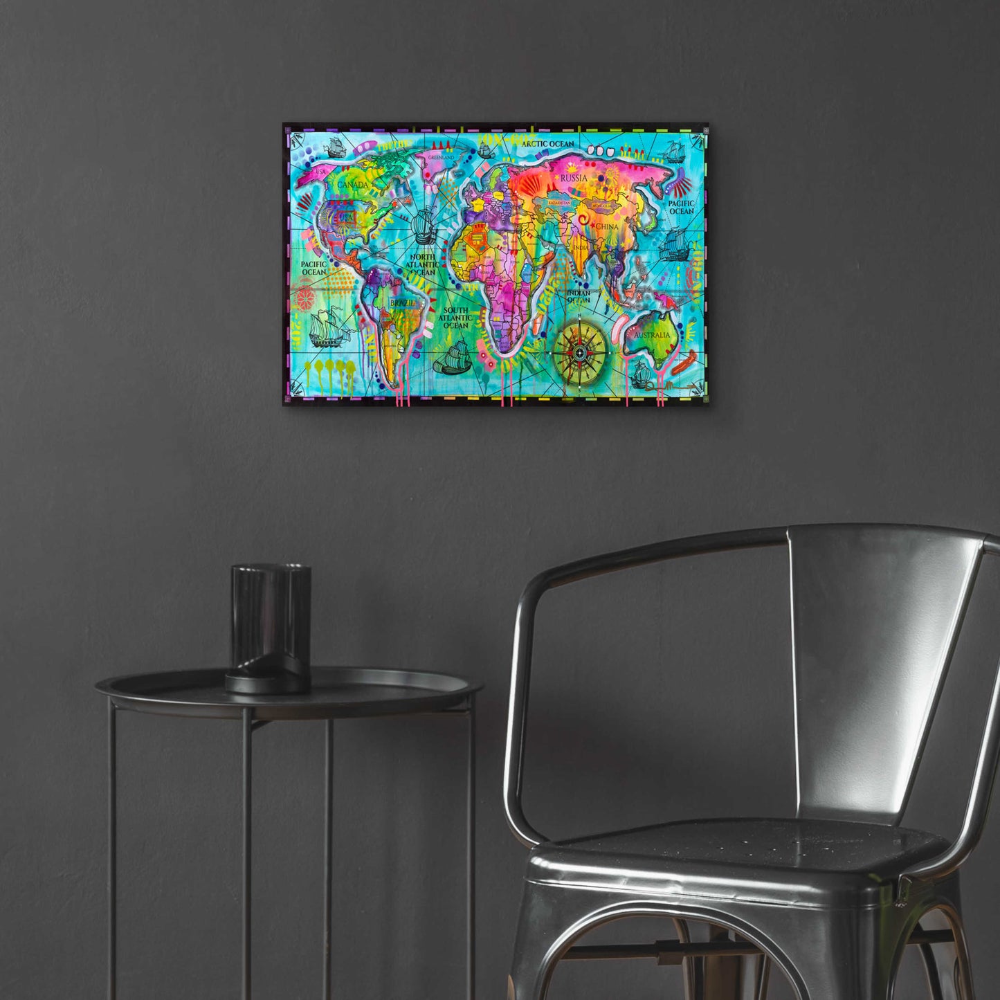 Epic Art 'World Map' by Dean Russo, Acrylic Glass Wall Art,24x16