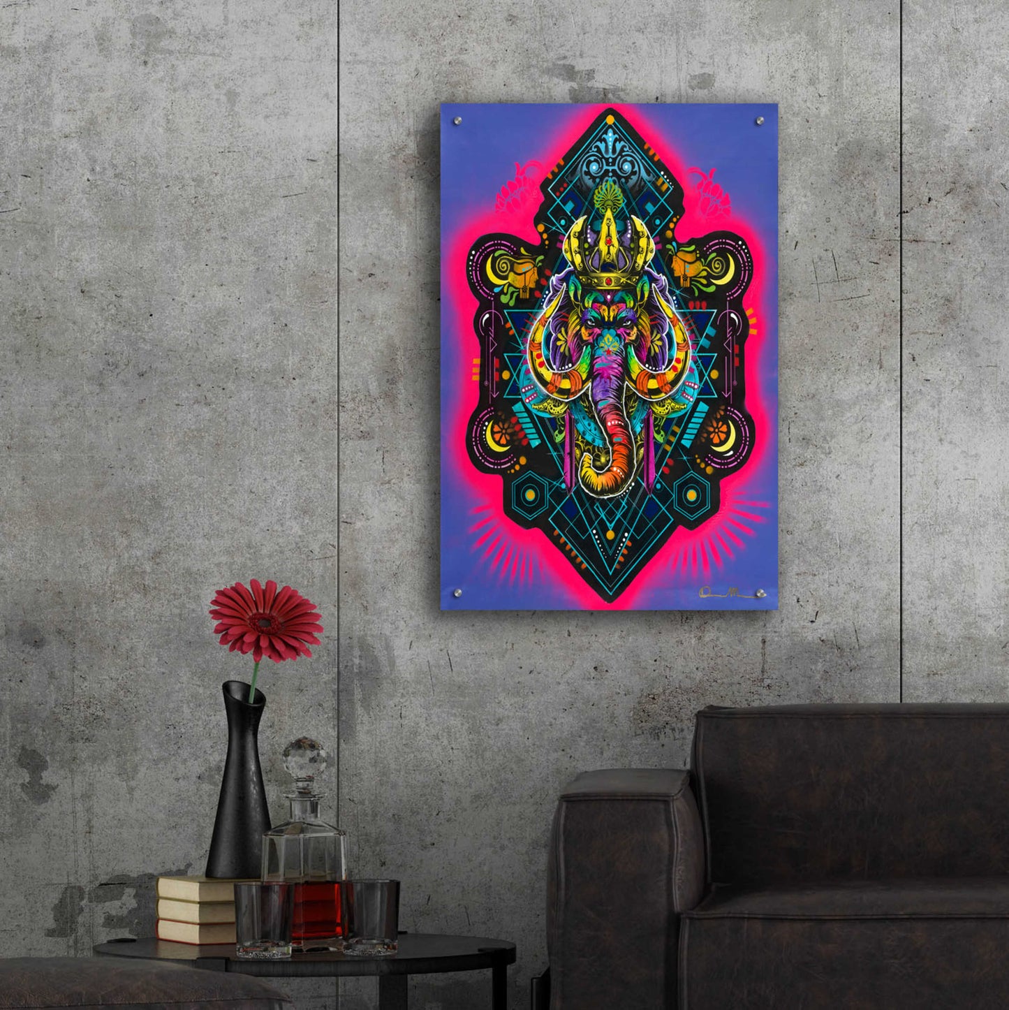 Epic Art 'King Elephant' by Dean Russo, Acrylic Glass Wall Art,24x36