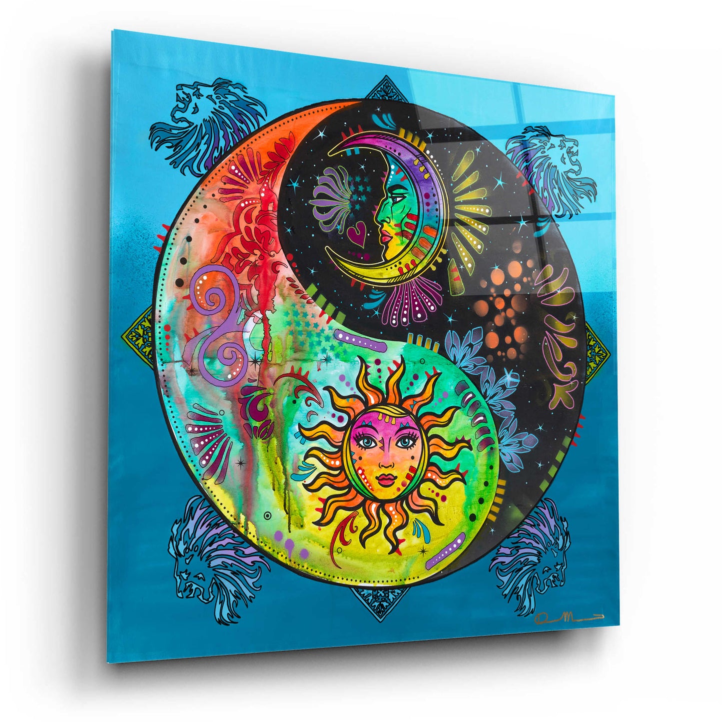 Epic Art 'Yin Yang - Sun and Moon' by Dean Russo, Acrylic Glass Wall Art,12x12