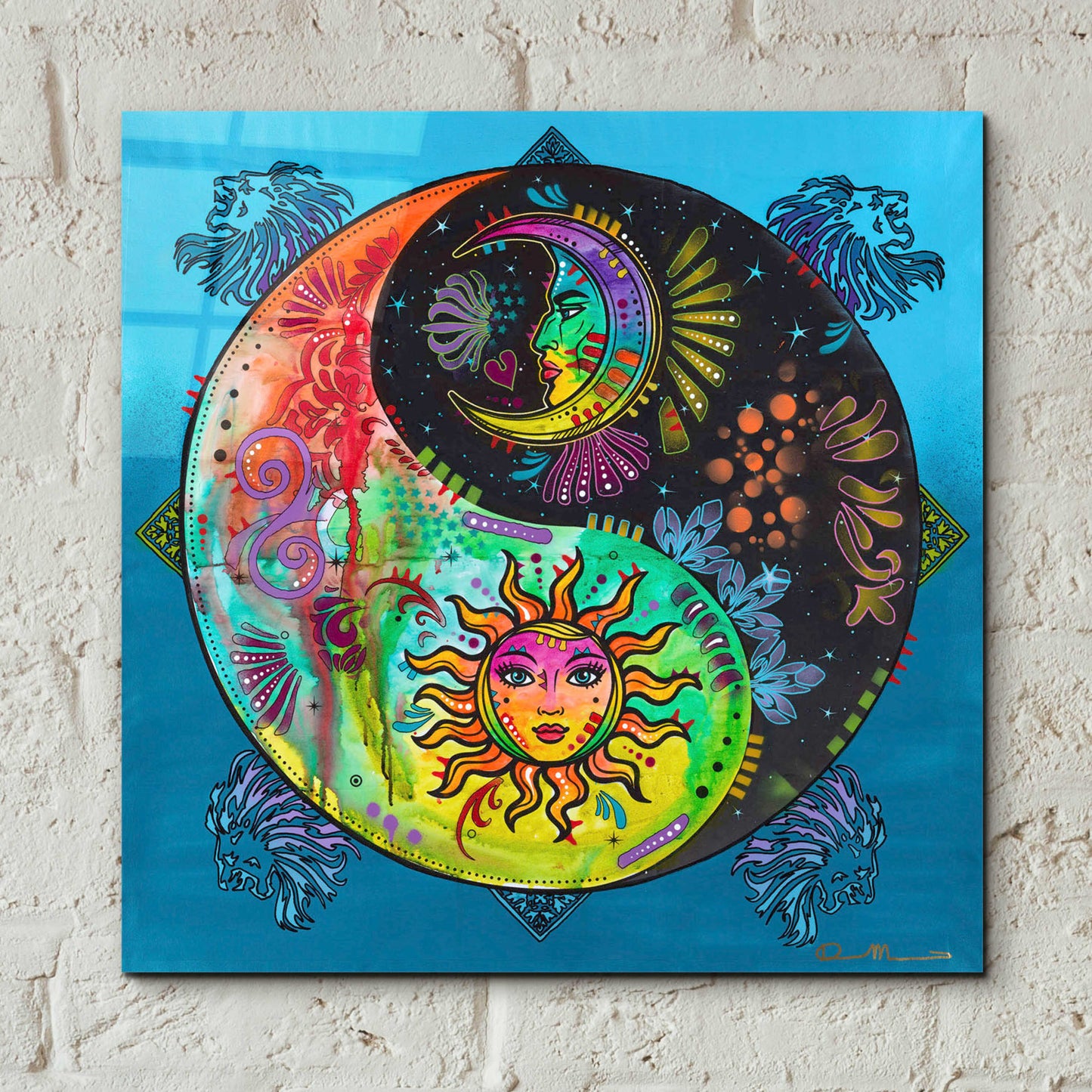 Epic Art 'Yin Yang - Sun and Moon' by Dean Russo, Acrylic Glass Wall Art,12x12