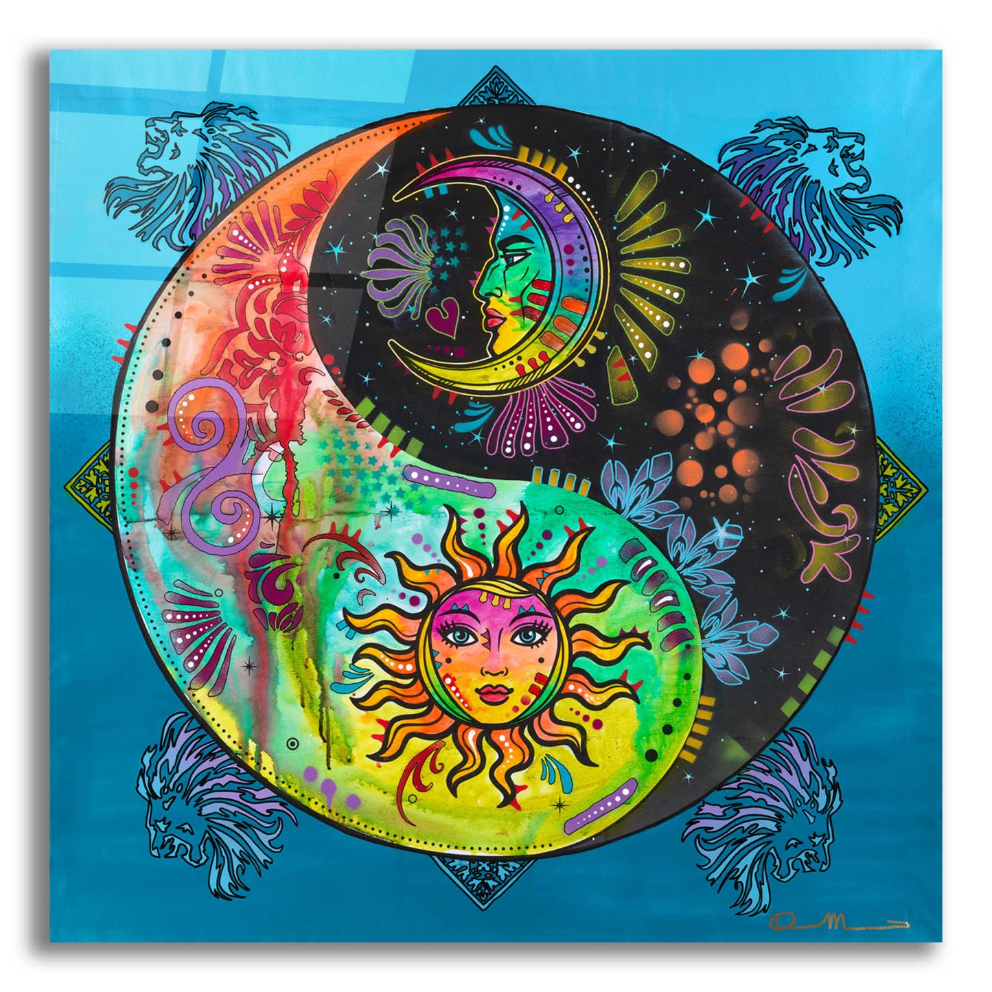 Epic Art 'Yin Yang - Sun and Moon' by Dean Russo, Acrylic Glass Wall Art,12x12