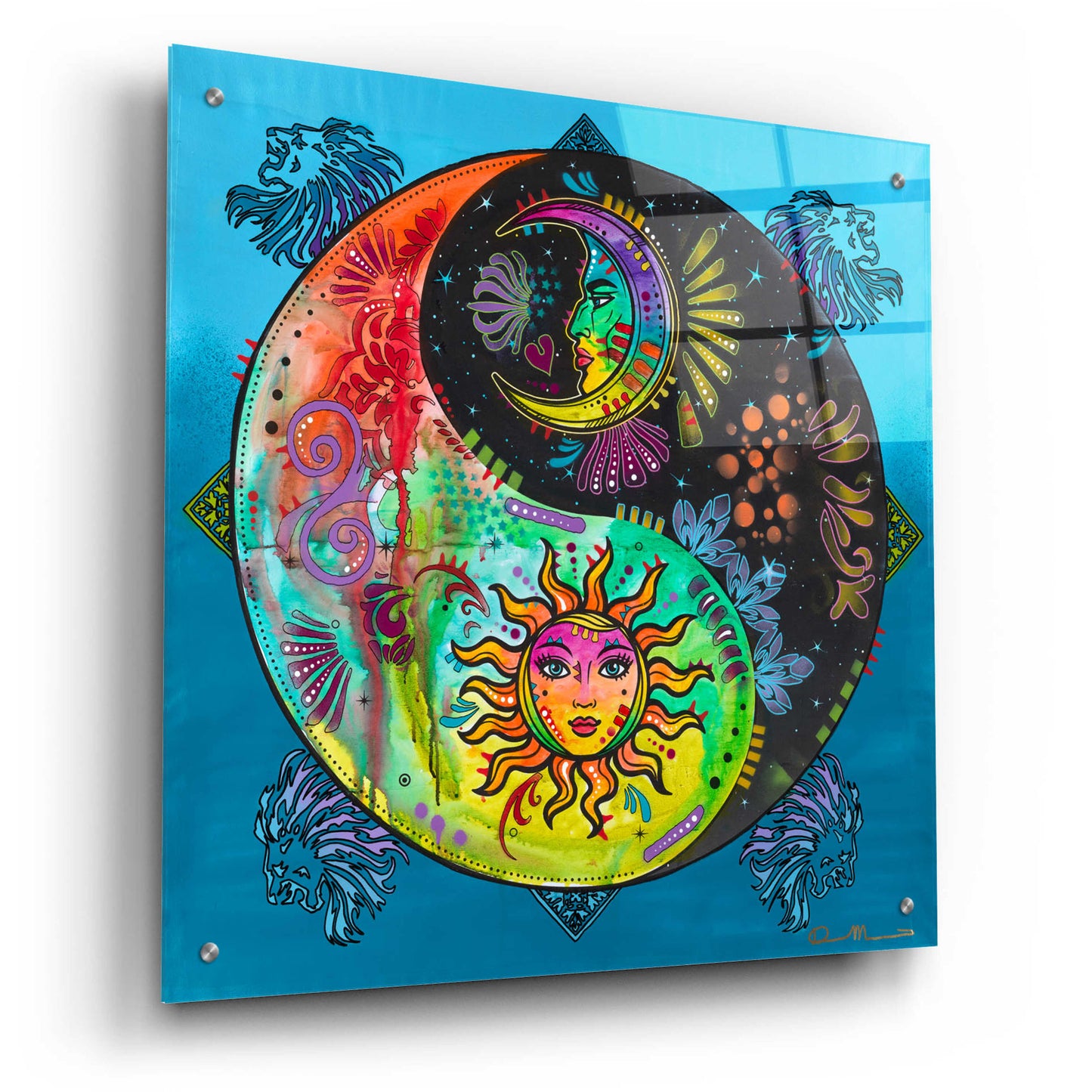 Epic Art 'Yin Yang - Sun and Moon' by Dean Russo, Acrylic Glass Wall Art,24x24