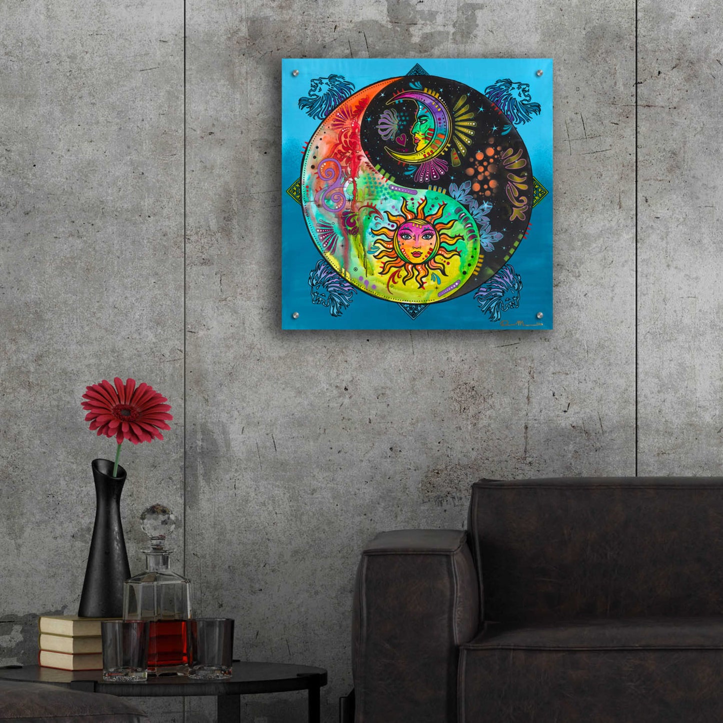 Epic Art 'Yin Yang - Sun and Moon' by Dean Russo, Acrylic Glass Wall Art,24x24