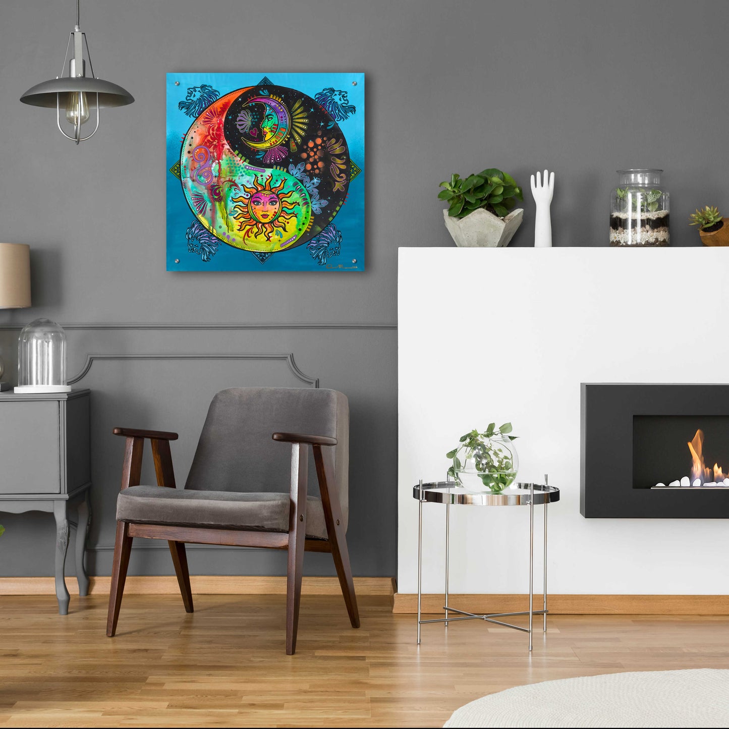 Epic Art 'Yin Yang - Sun and Moon' by Dean Russo, Acrylic Glass Wall Art,24x24