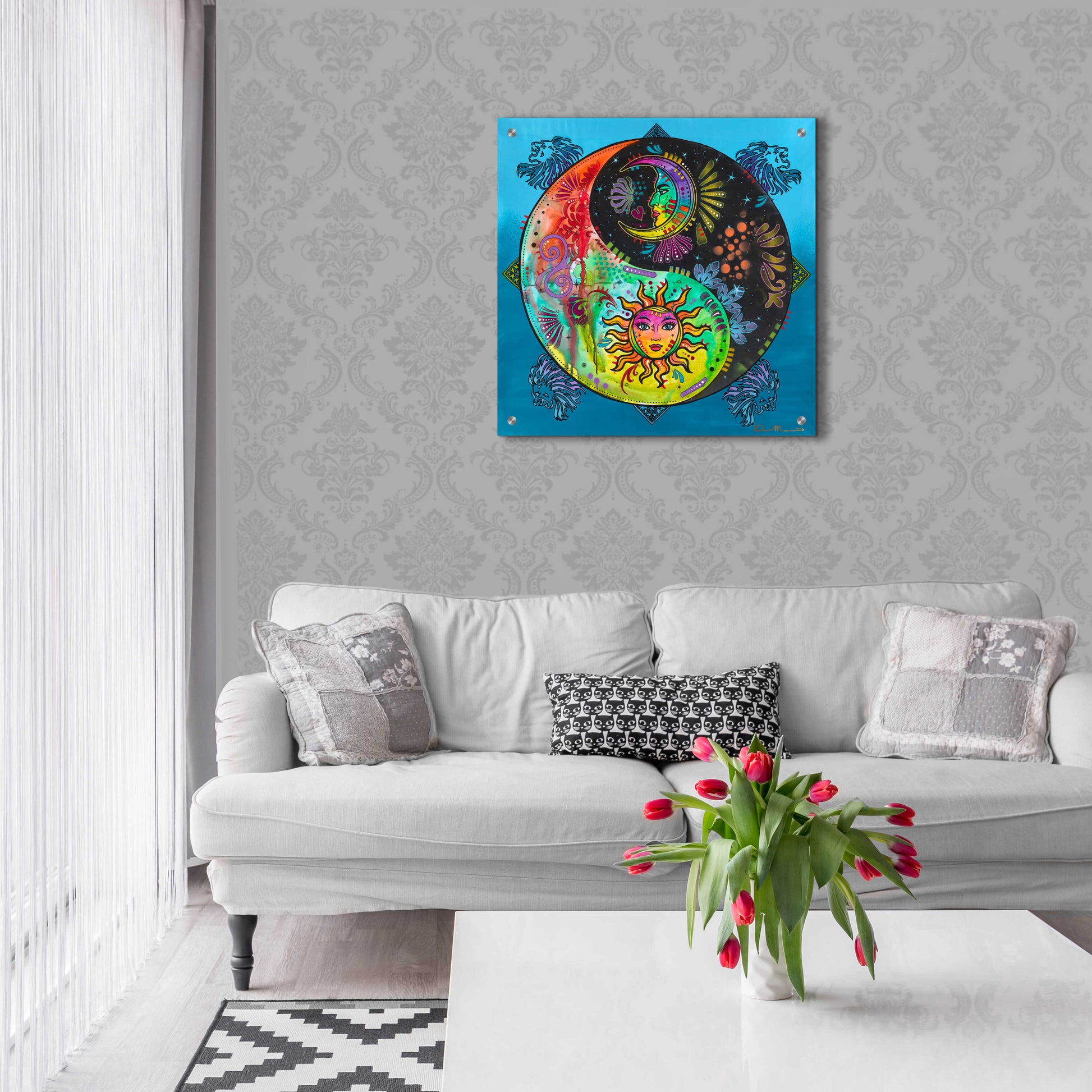 Epic Art 'Yin Yang - Sun and Moon' by Dean Russo, Acrylic Glass Wall Art,24x24