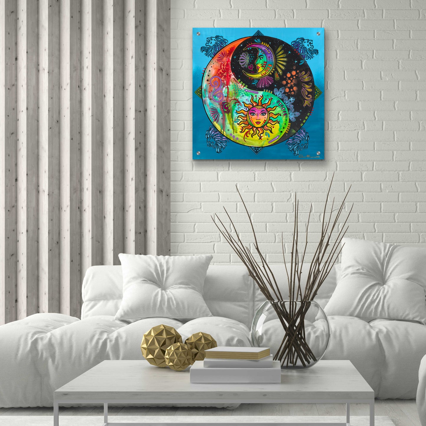 Epic Art 'Yin Yang - Sun and Moon' by Dean Russo, Acrylic Glass Wall Art,24x24