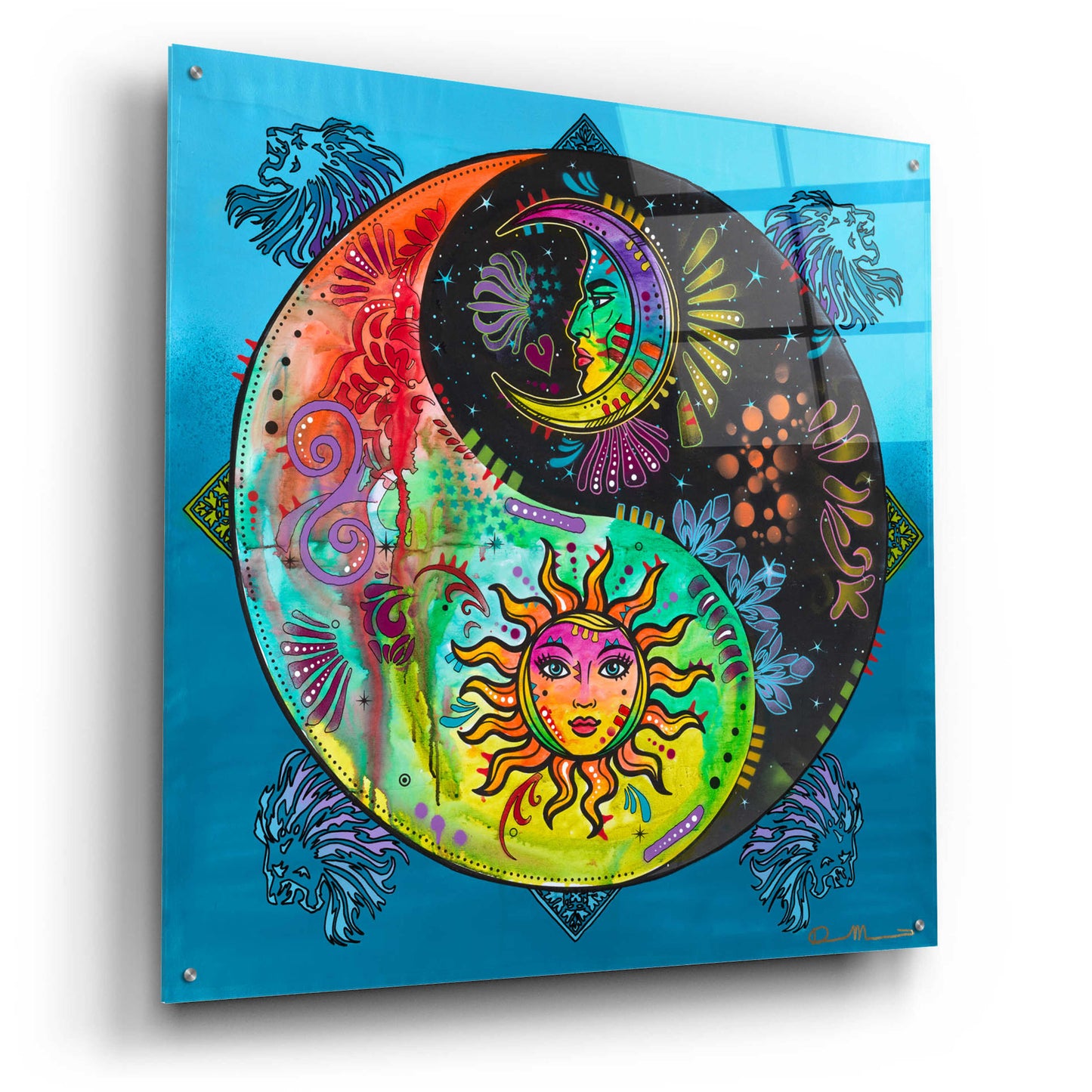 Epic Art 'Yin Yang - Sun and Moon' by Dean Russo, Acrylic Glass Wall Art,36x36