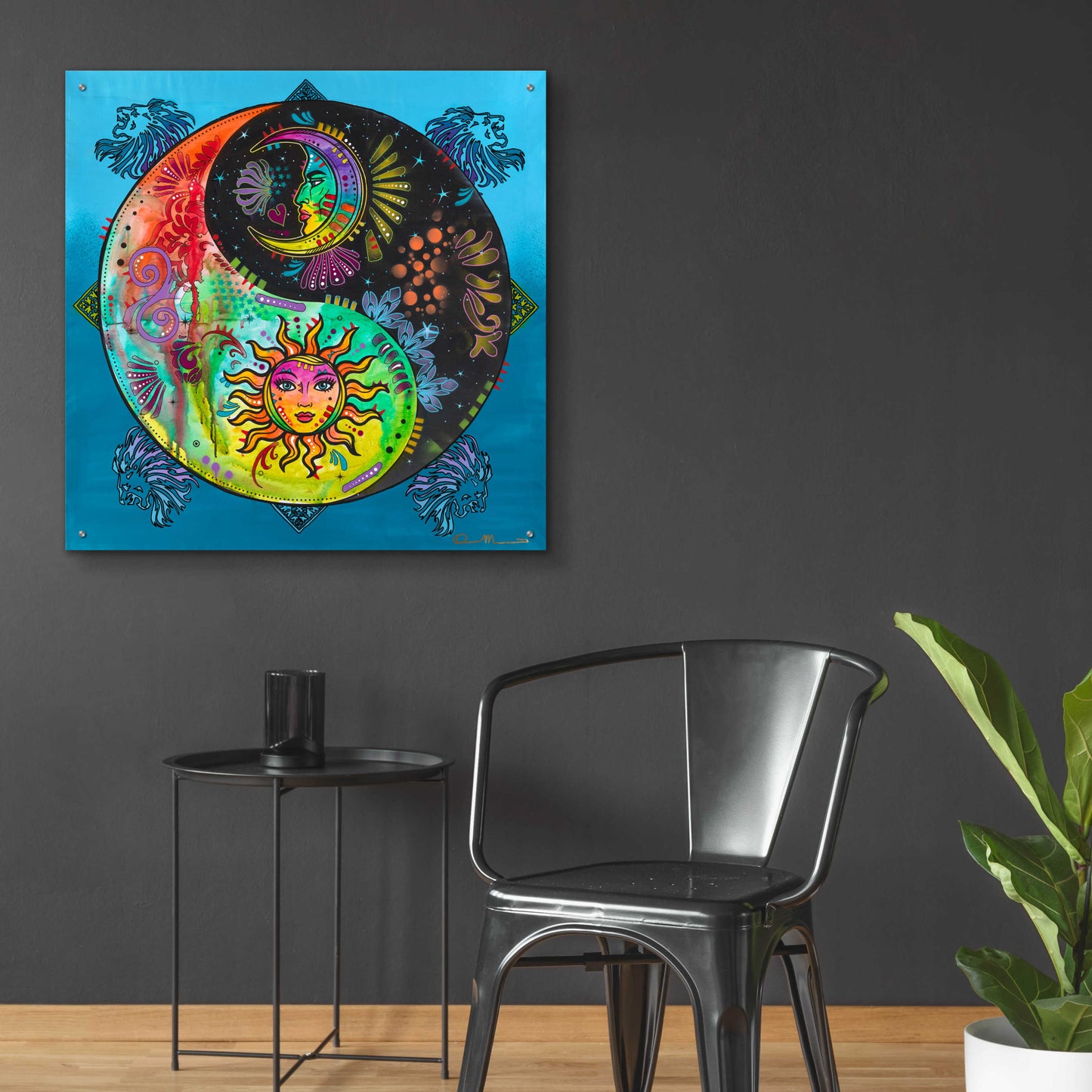 Epic Art 'Yin Yang - Sun and Moon' by Dean Russo, Acrylic Glass Wall Art,36x36