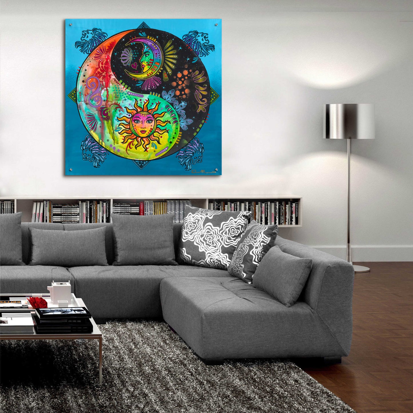 Epic Art 'Yin Yang - Sun and Moon' by Dean Russo, Acrylic Glass Wall Art,36x36