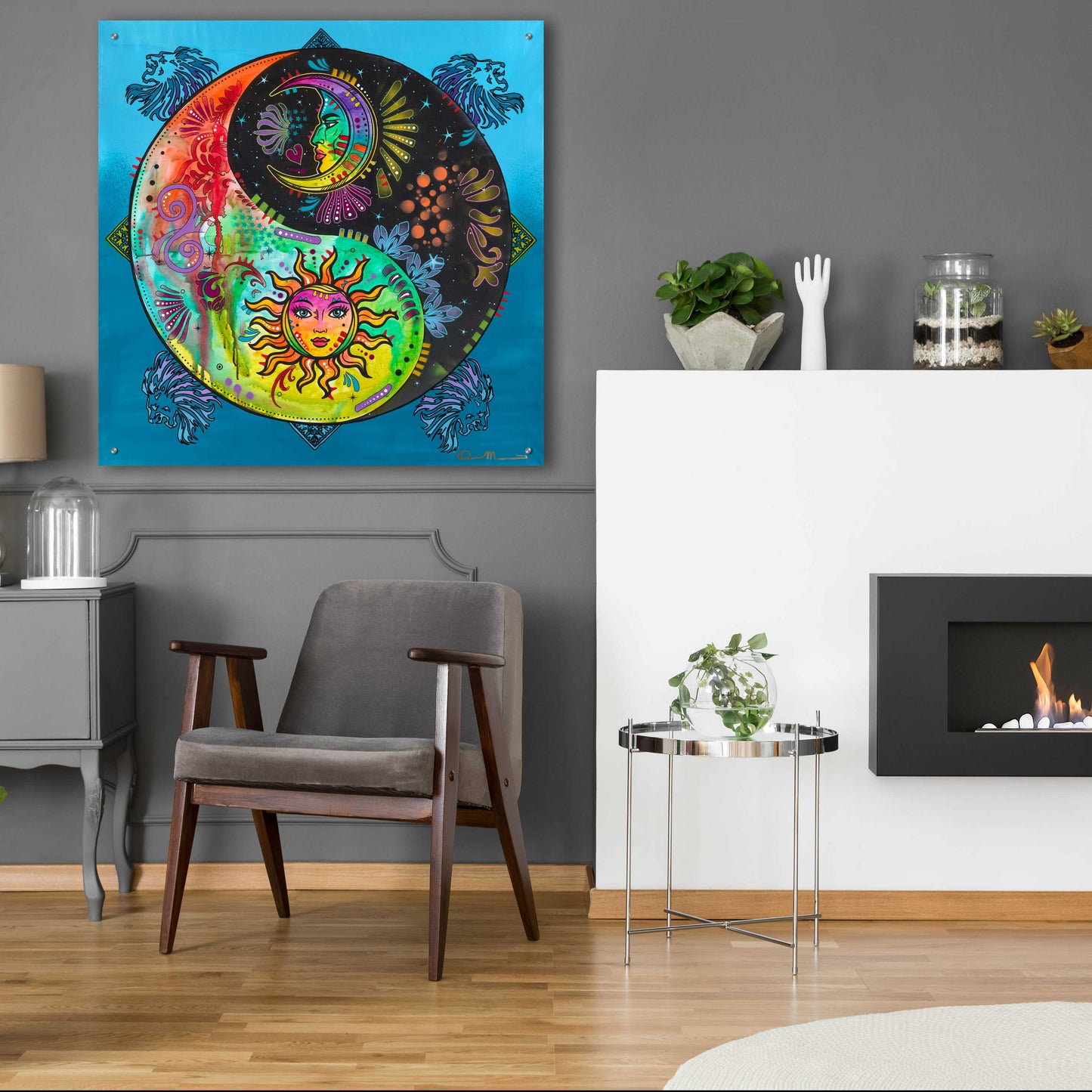 Epic Art 'Yin Yang - Sun and Moon' by Dean Russo, Acrylic Glass Wall Art,36x36