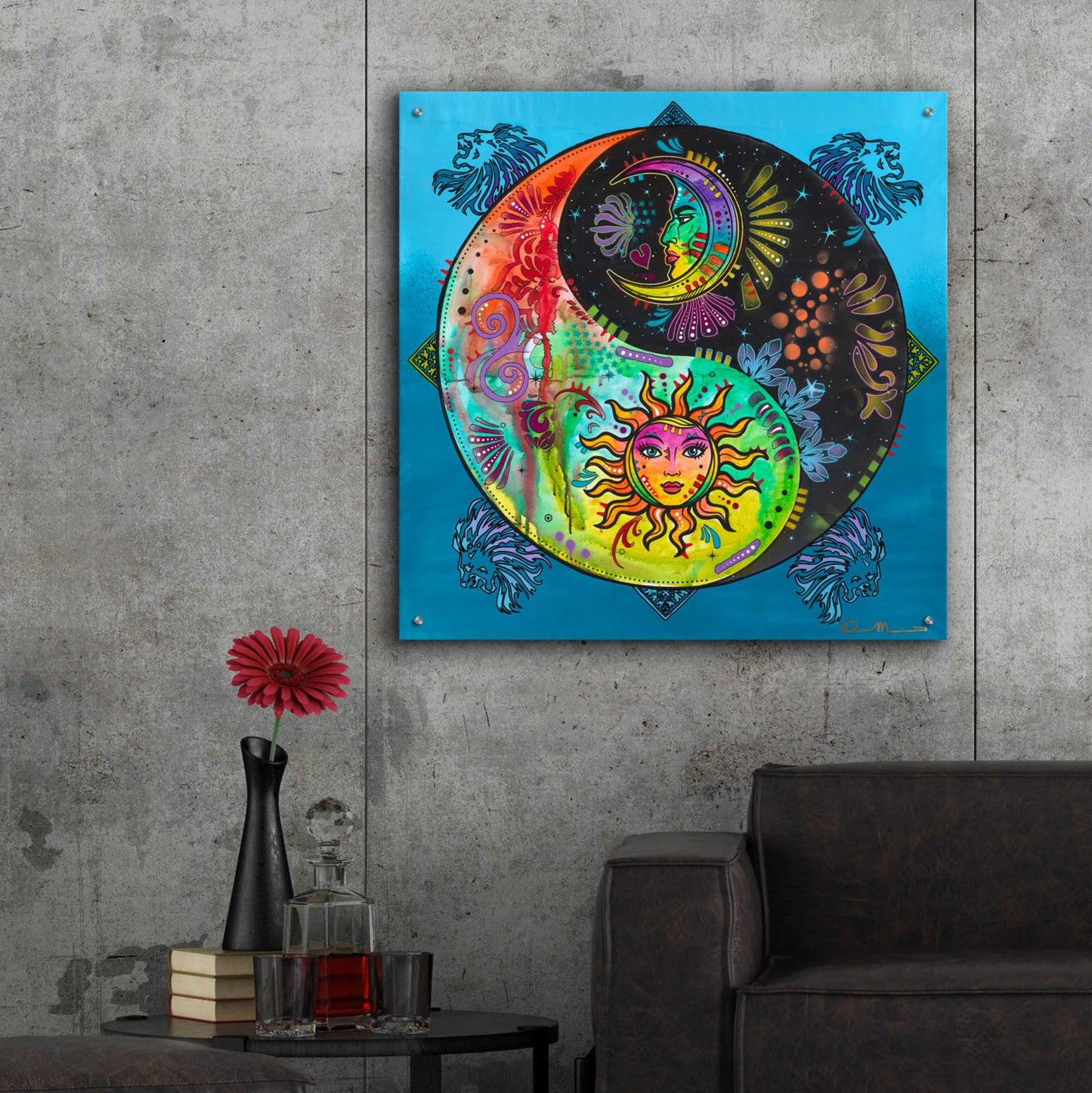 Epic Art 'Yin Yang - Sun and Moon' by Dean Russo, Acrylic Glass Wall Art,36x36