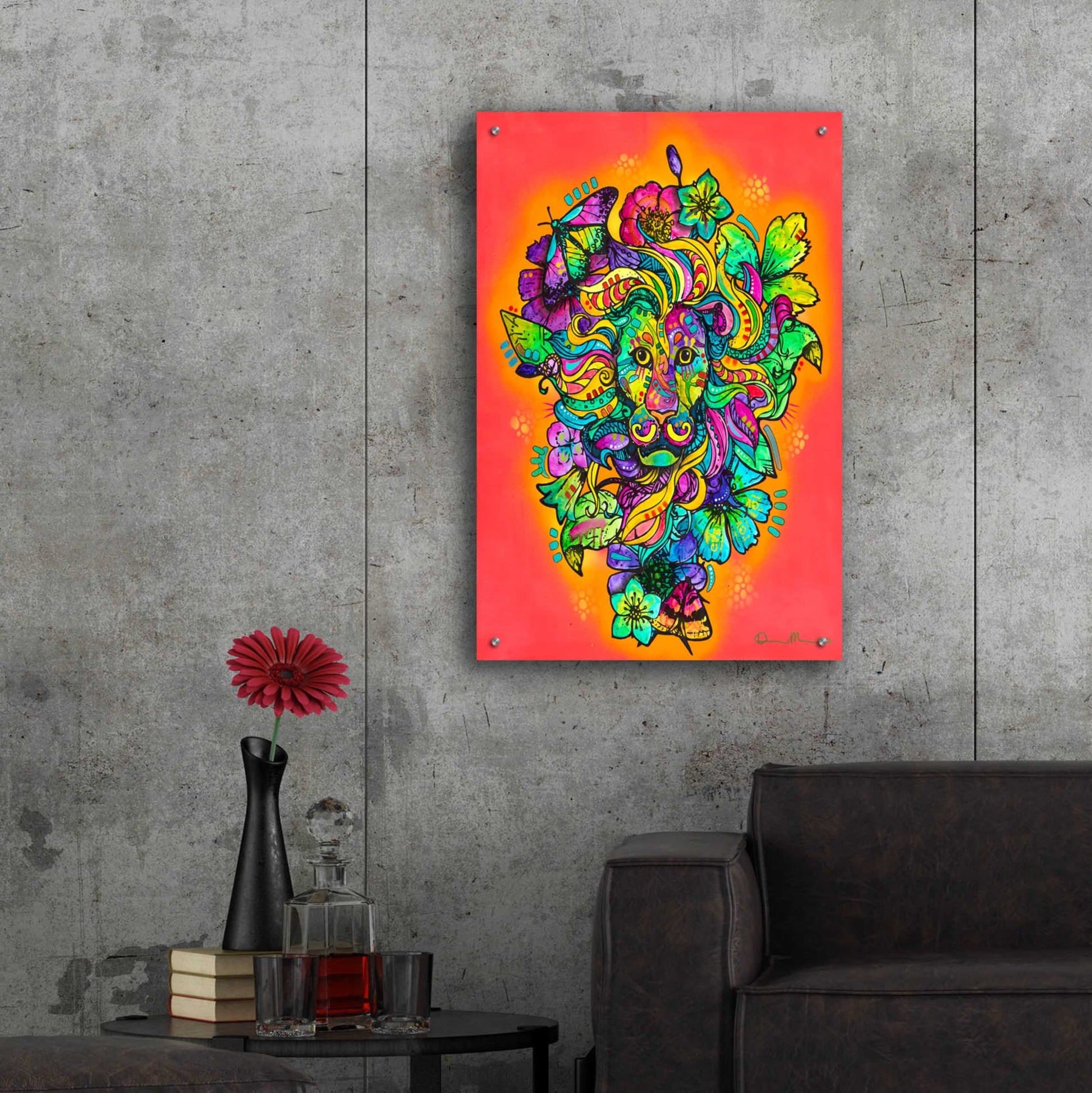 Epic Art 'Pretty Kitty Lion' by Dean Russo, Acrylic Glass Wall Art,24x36