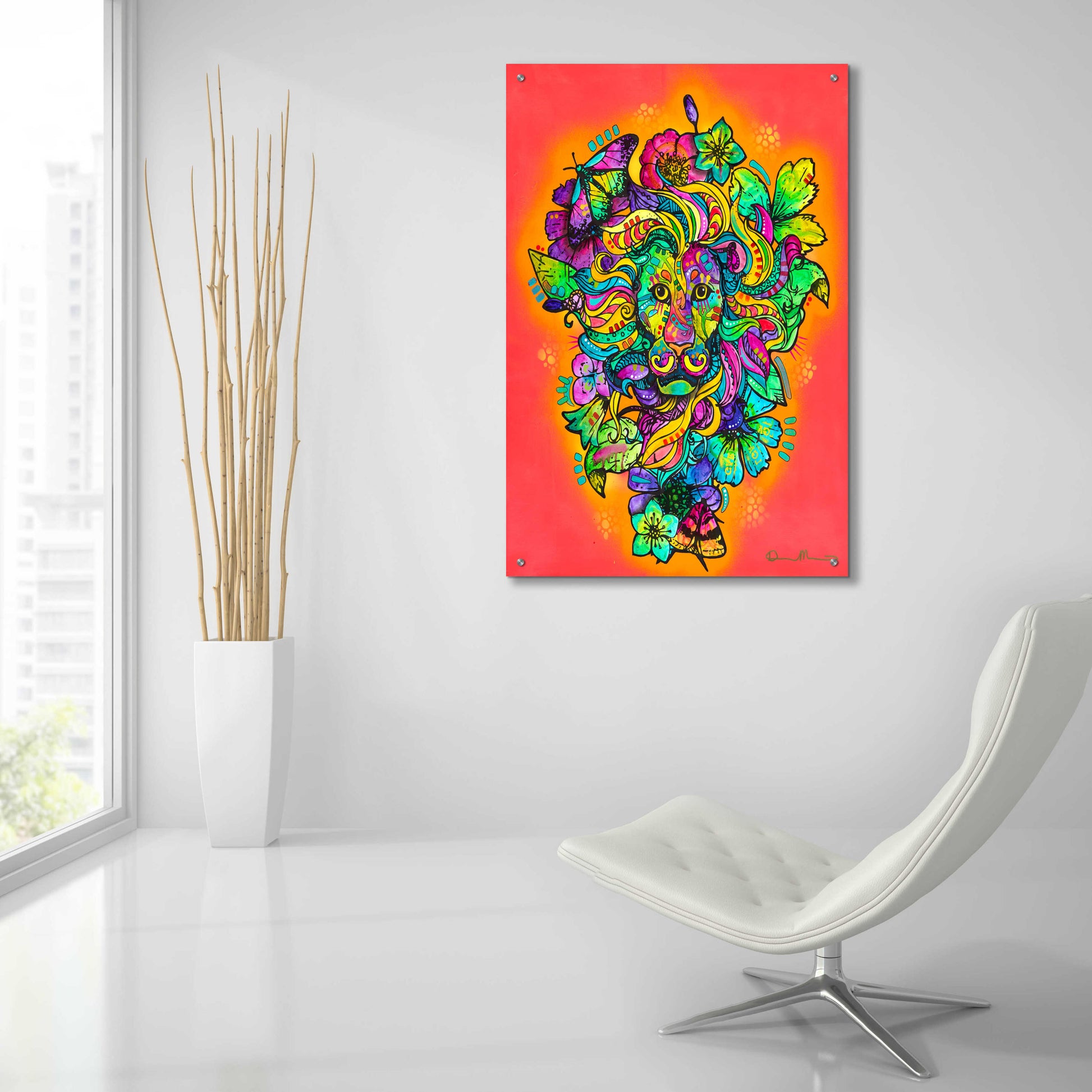 Epic Art 'Pretty Kitty Lion' by Dean Russo, Acrylic Glass Wall Art,24x36