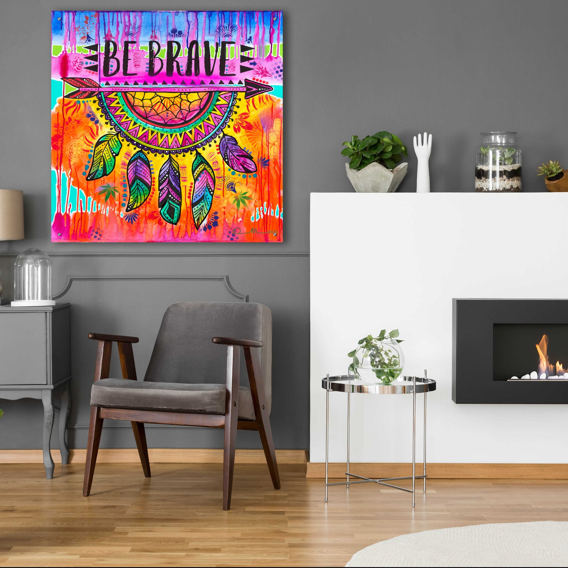 Epic Art 'Be Brave' by Dean Russo, Acrylic Glass Wall Art,36x36