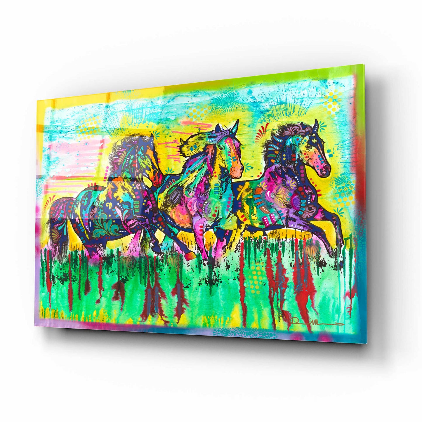 Epic Art 'Three Horses' by Dean Russo, Acrylic Glass Wall Art,16x12