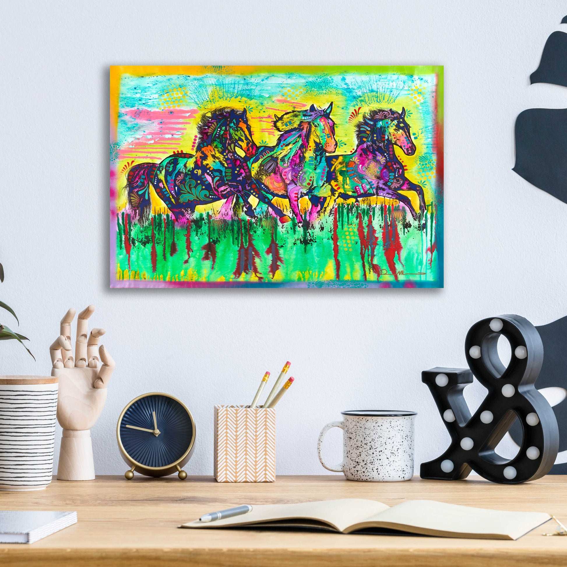 Epic Art 'Three Horses' by Dean Russo, Acrylic Glass Wall Art,16x12