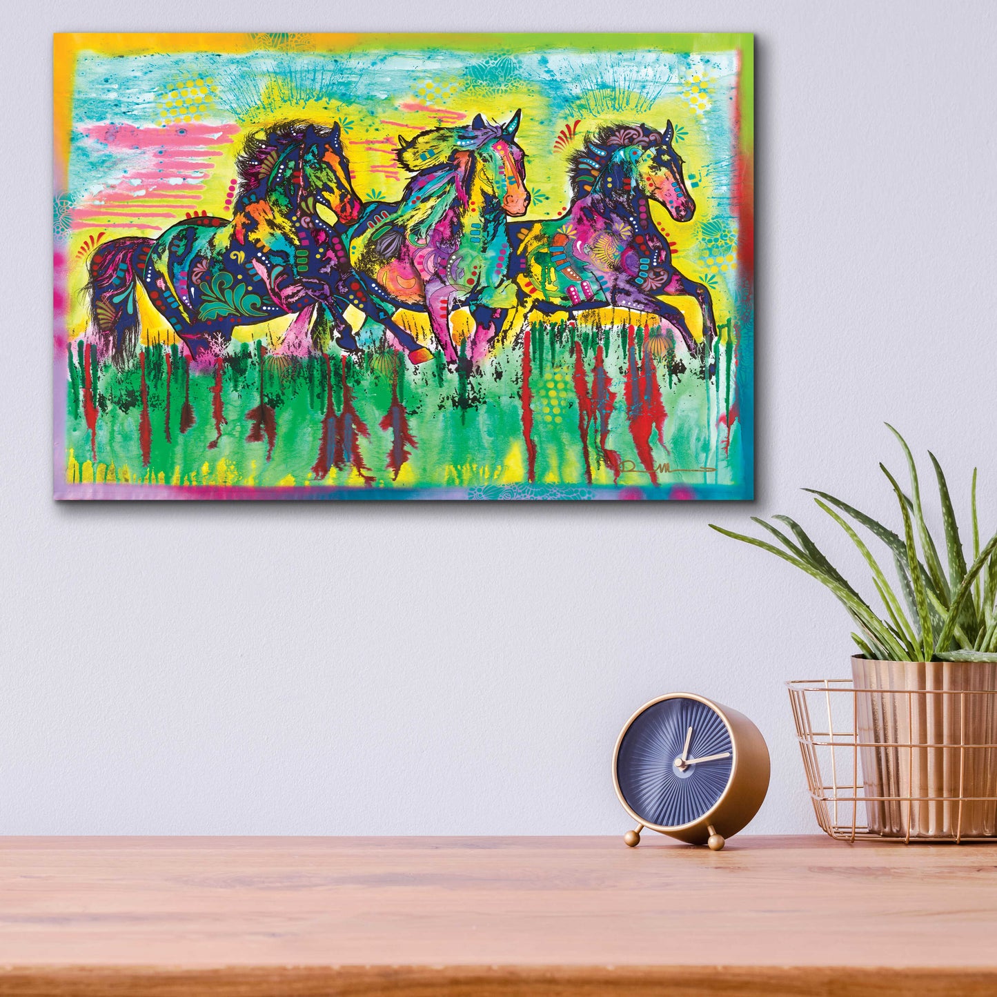 Epic Art 'Three Horses' by Dean Russo, Acrylic Glass Wall Art,16x12