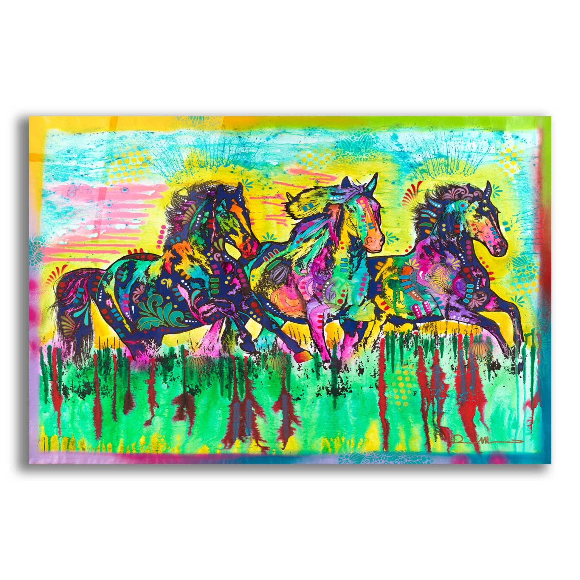 Epic Art 'Three Horses' by Dean Russo, Acrylic Glass Wall Art,16x12