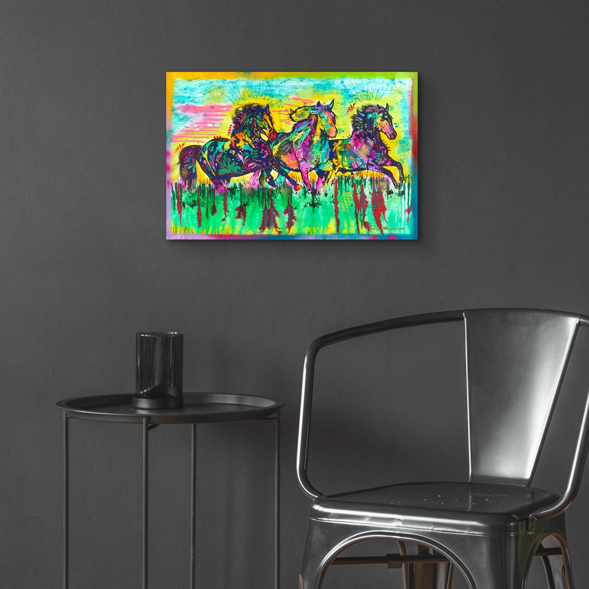 Epic Art 'Three Horses' by Dean Russo, Acrylic Glass Wall Art,24x16