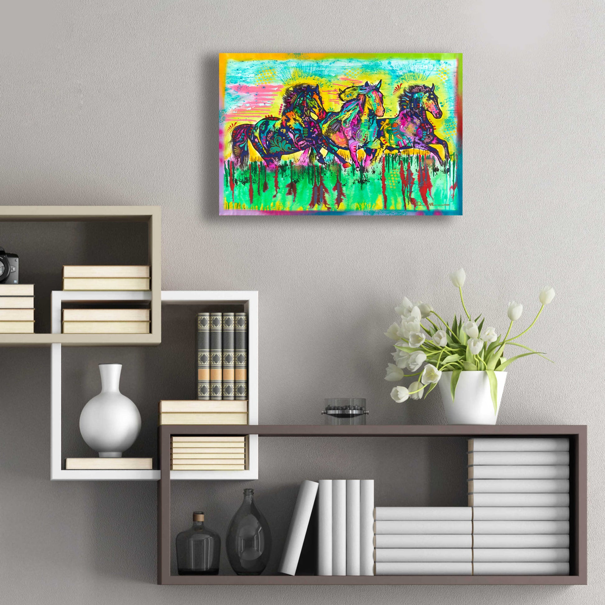 Epic Art 'Three Horses' by Dean Russo, Acrylic Glass Wall Art,24x16