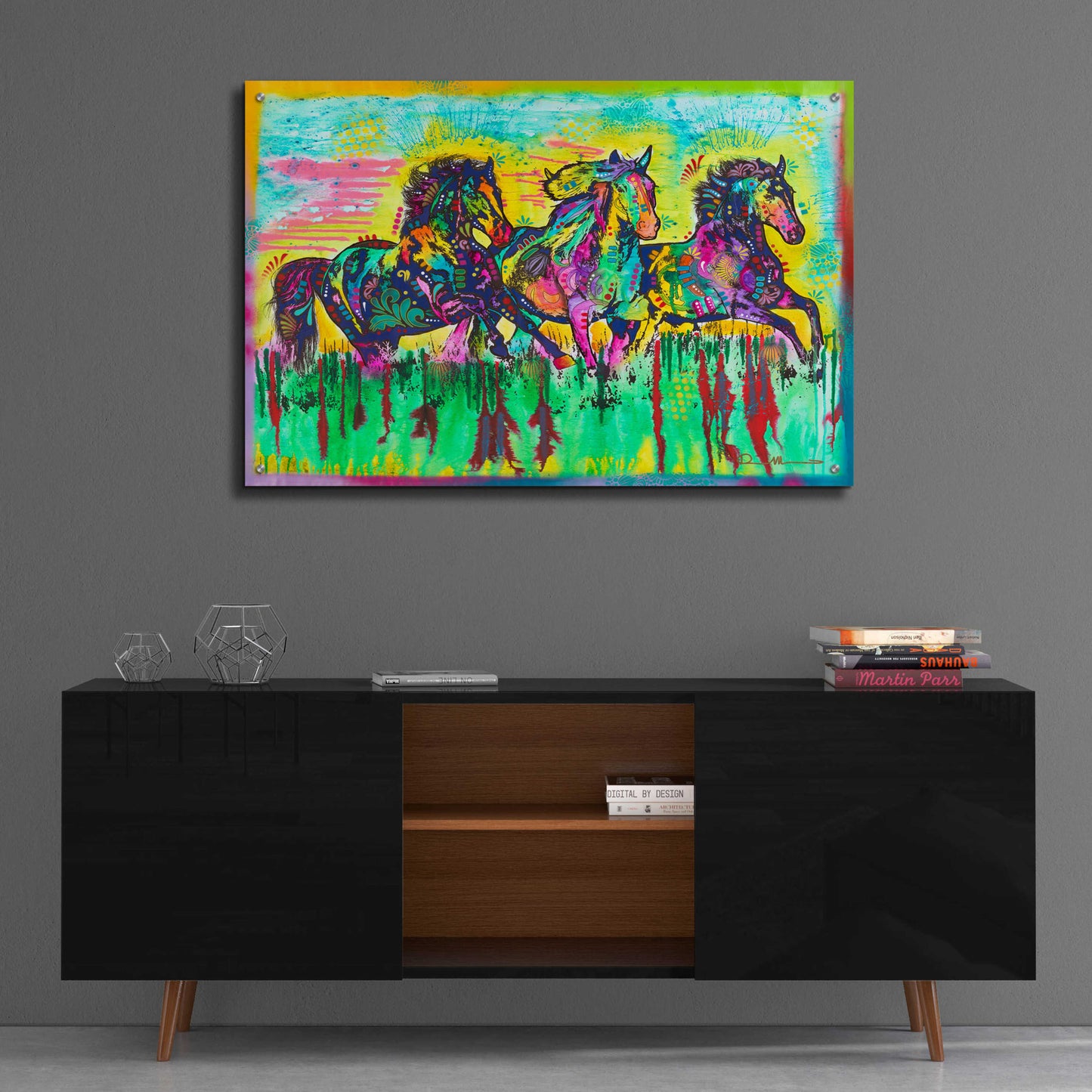 Epic Art 'Three Horses' by Dean Russo, Acrylic Glass Wall Art,36x24